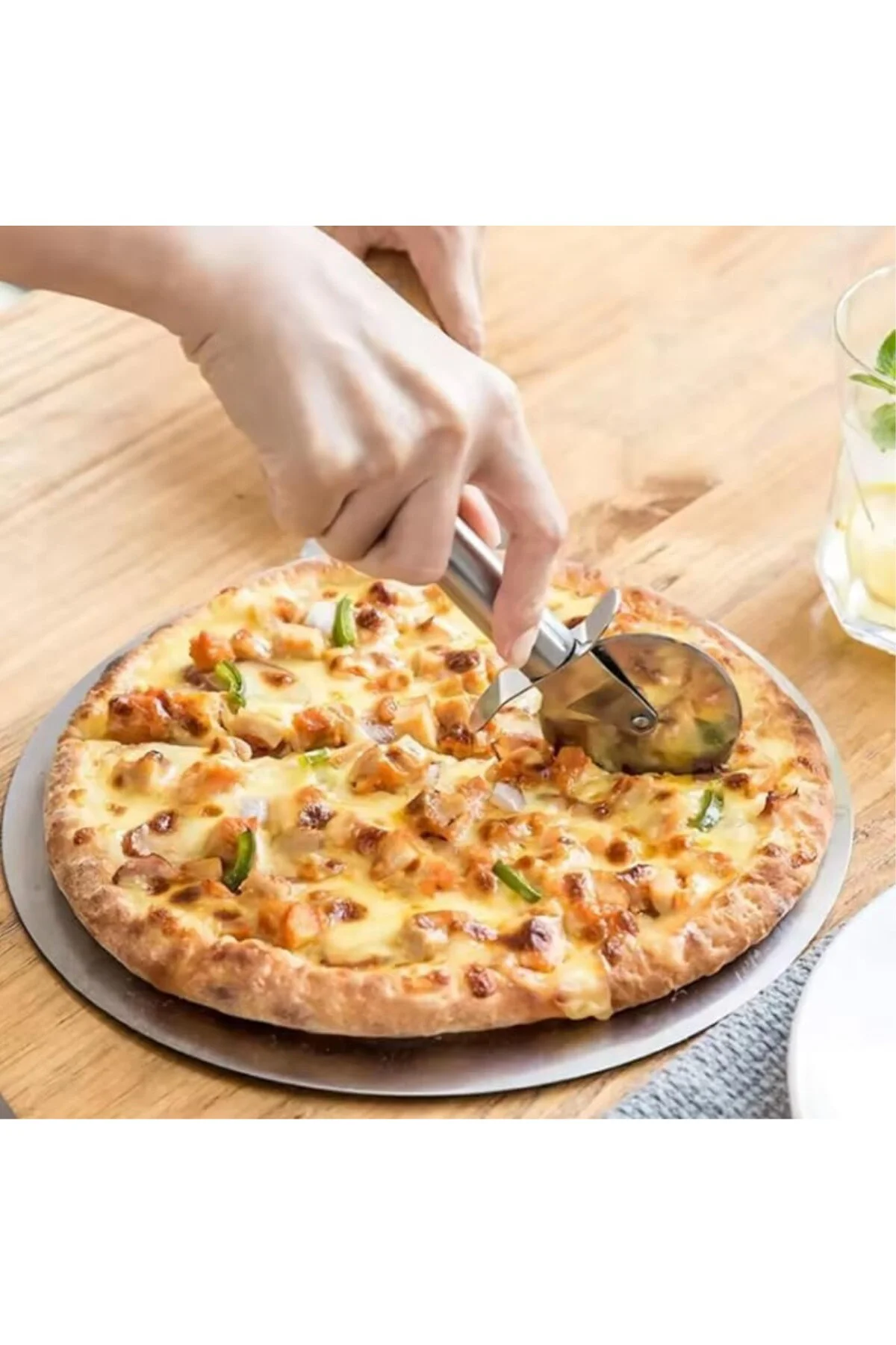 Paslanmaz Çelik Pizza ve Hamur Kesici (Büyük Boy)