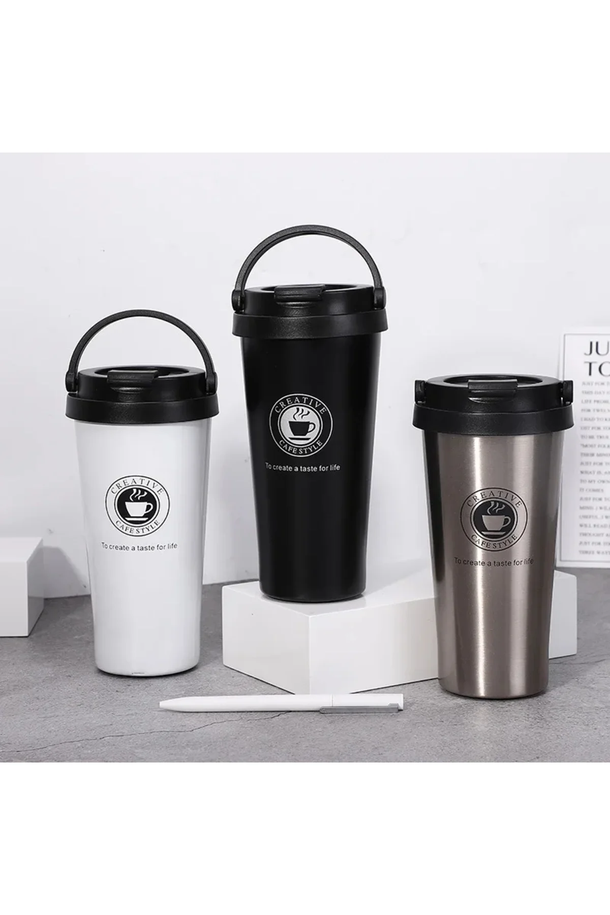 Paslanmaz Çelik Saplı Tutacak Kollu Çift Katmanlı Mug Bardak Termos Karışık Renkli 500 Ml Paslanmaz Çelik Saplı Tutacak Kollu Çift Katmanlı Mug Bardak Termos Karışık Renkli 500 Ml