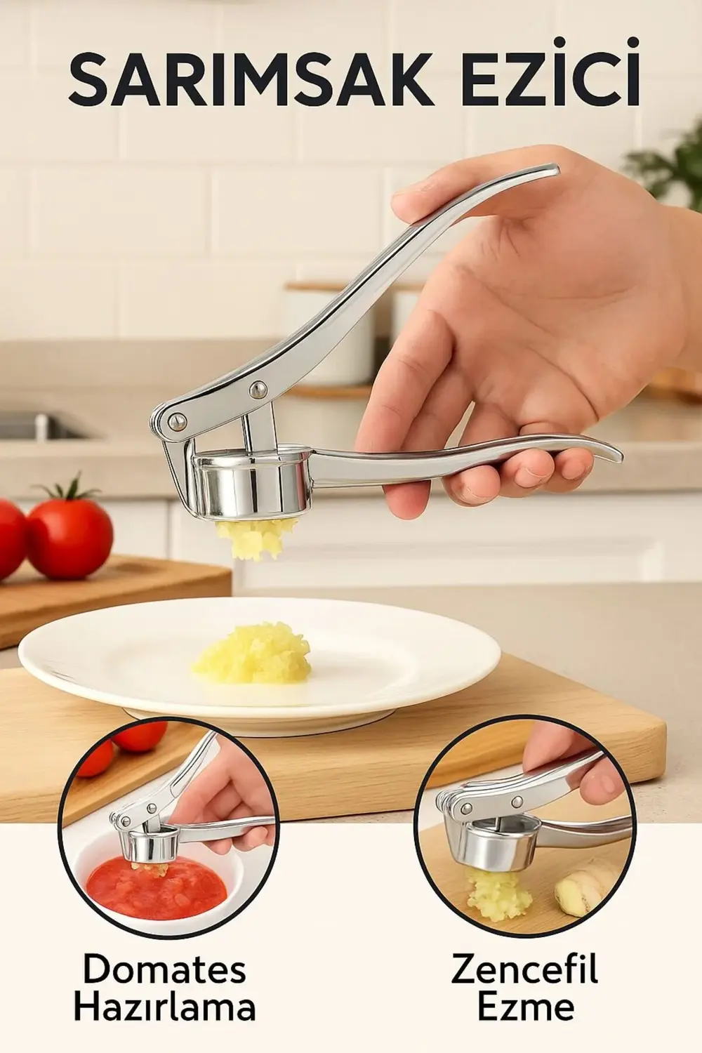 Paslanmaz Çelik Sarımsak Ezici – Çok Amaçlı Pres