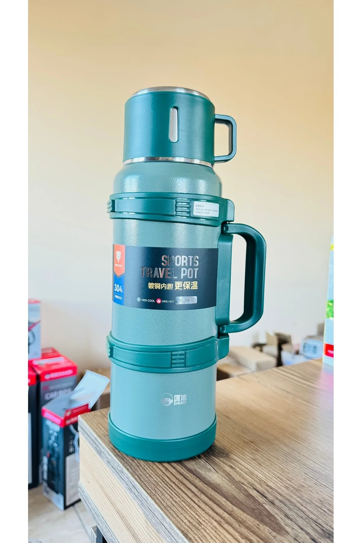 Paslanmaz çelik siyah termos 2 litre kutulu 48 saat yalıtım gıda temas sembollü - Spor &amp; Outdoor