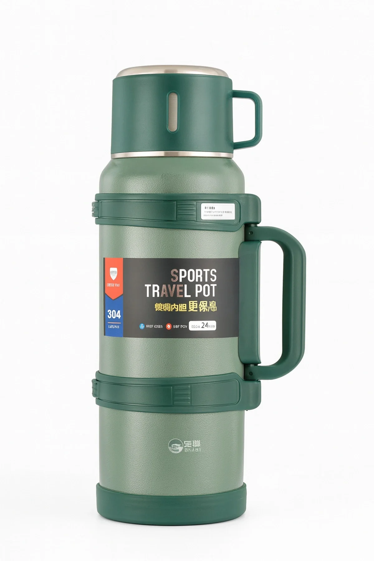 Paslanmaz çelik siyah termos 2 litre kutulu 48 saat yalıtım gıda temas sembollü - Spor &amp; Outdoor