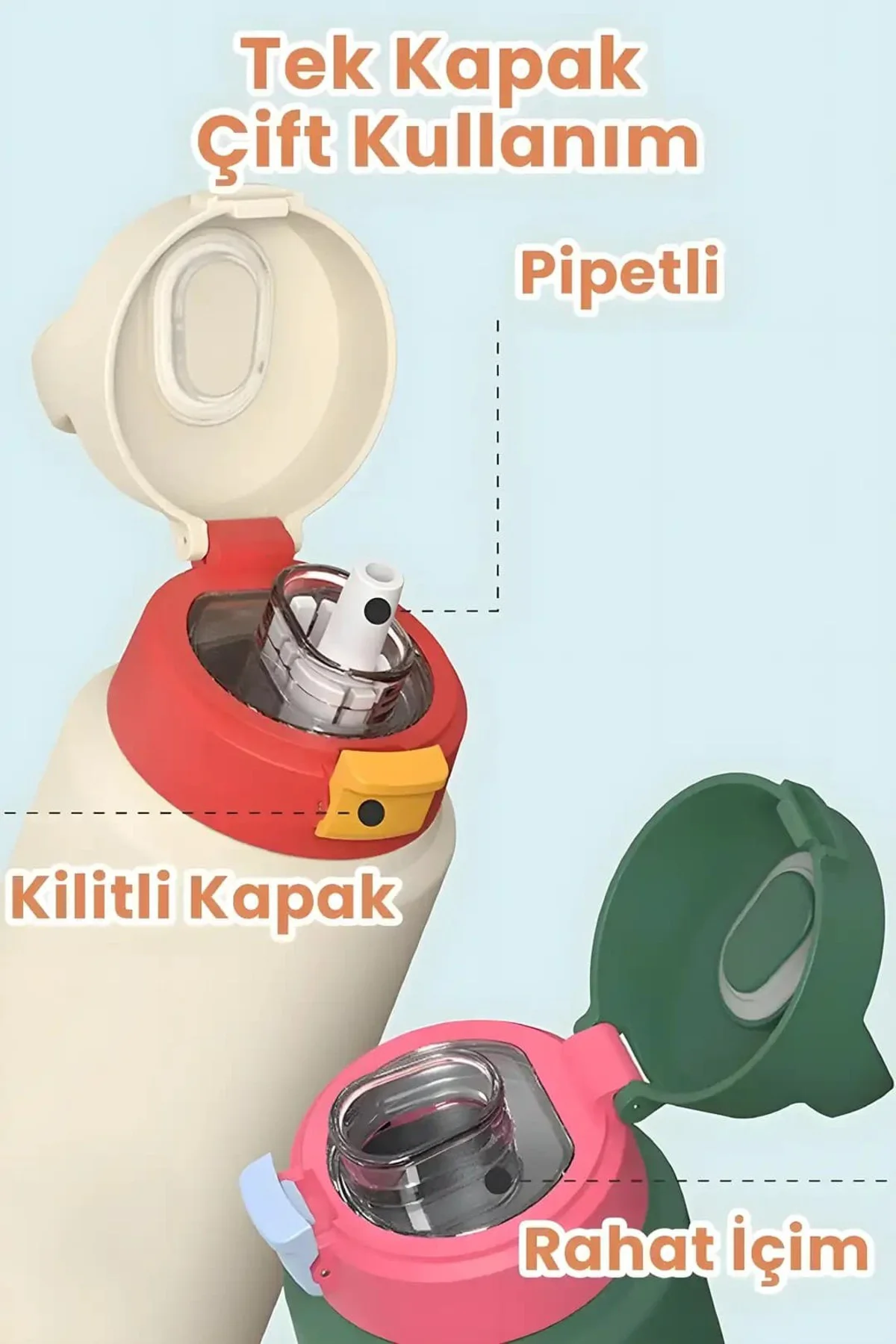 Paslanmaz Çelik Su Matarası - 550 ml Tek Kapak Çift Kullanım Taşı Paslanmaz Çelik Su Matarası - 550 ml Tek Kapak Çift Kullanım Taşı
