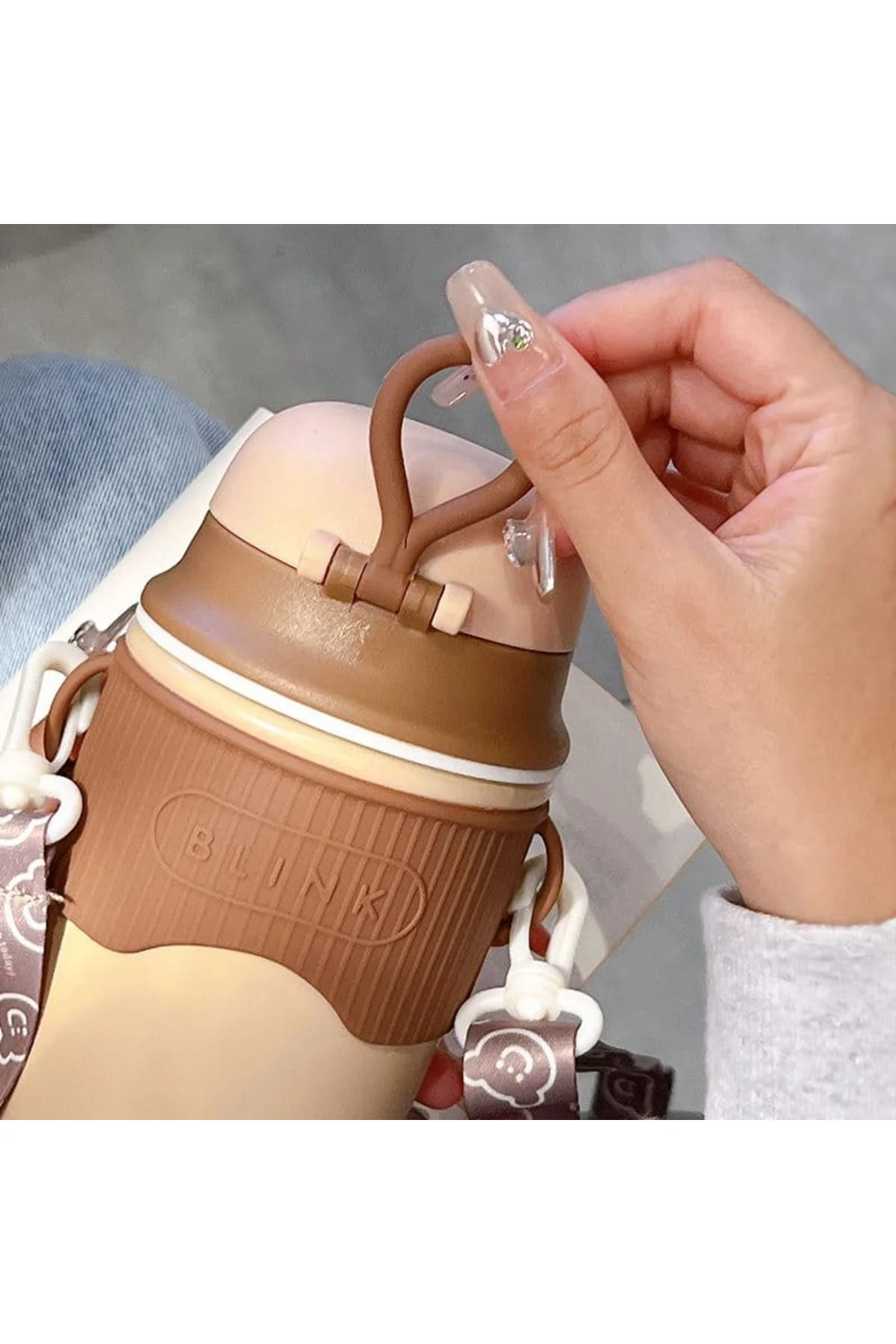 Paslanmaz Çelik Su Matarası - 480ml - Askılı ve Pipetli Çelik Sul