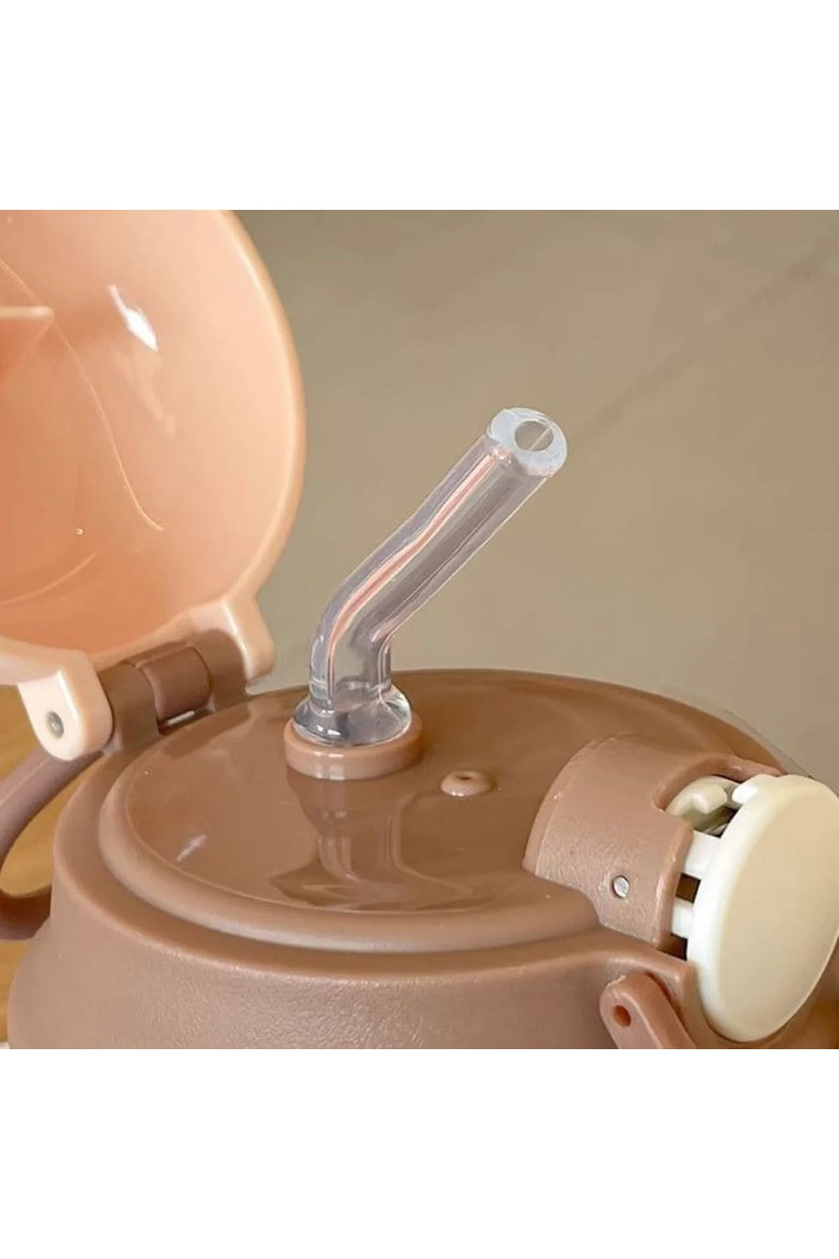 Paslanmaz Çelik Su Matarası - 480ml - Askılı ve Pipetli Çelik Sul