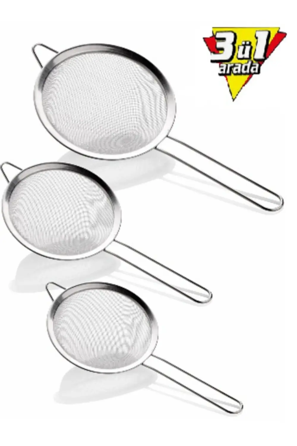 Paslanmaz Çelik Süzgeç 3 Lü (12cm 14cm 16cm)
