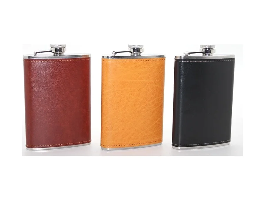Paslanmaz Çelik Tekli 9 Oz Derili Matara Alk2662 Diğer