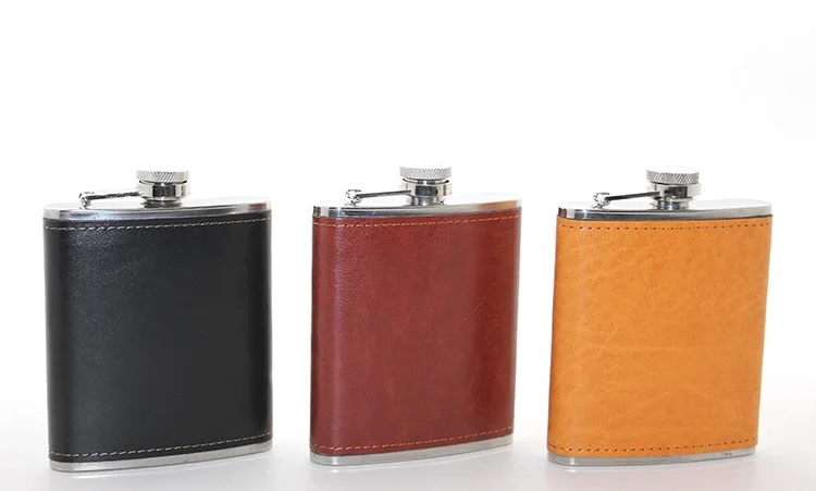 Paslanmaz Çelik Tekli 7 Oz Derili Matara Alk2660 Paslanmaz Çelik Tekli 7 Oz Derili Matara Alk2660