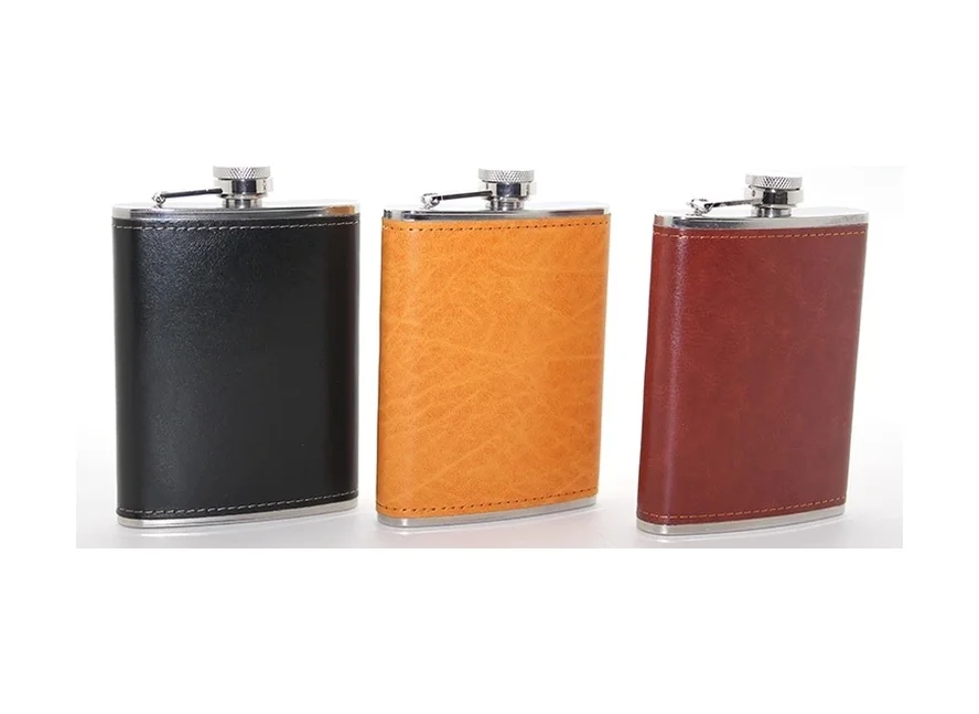 Paslanmaz Çelik Tekli 8 Oz Derili Matara Alk2661 Diğer