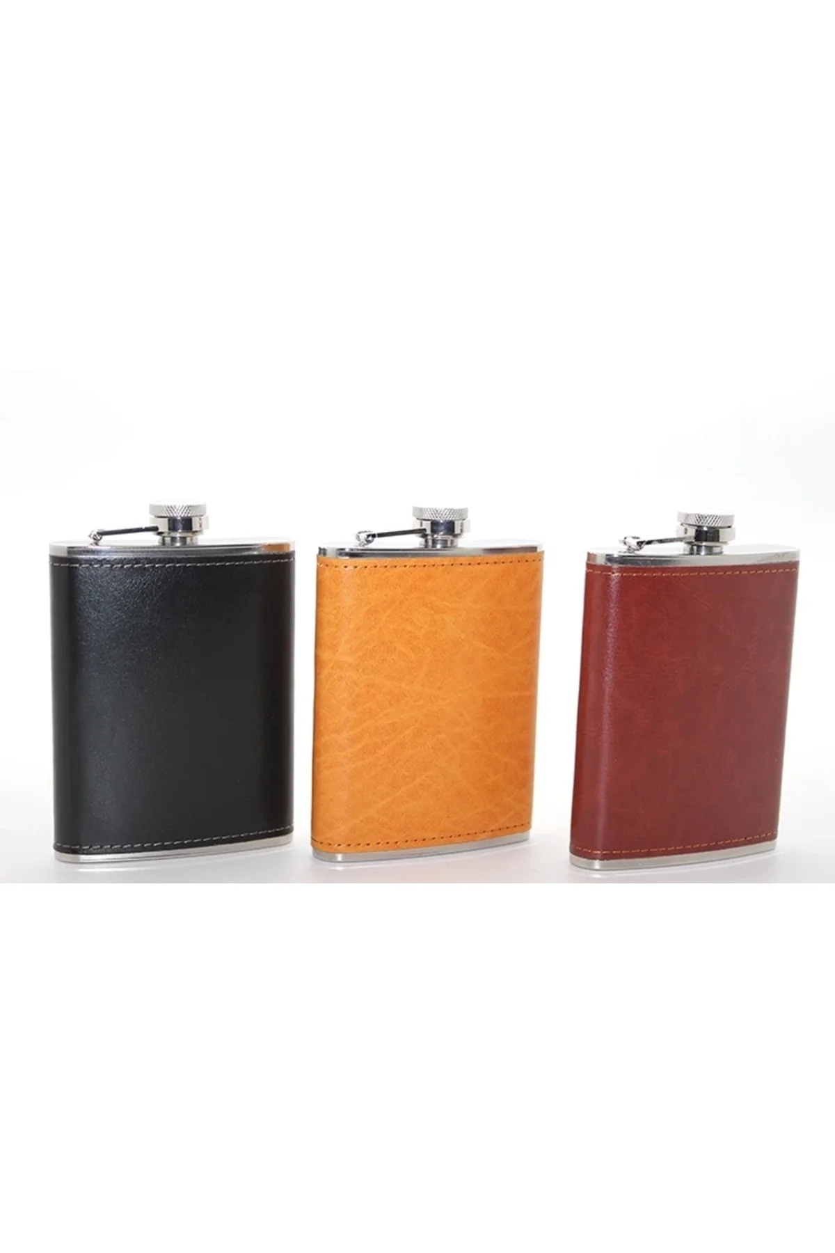 Paslanmaz Çelik Tekli 8 Oz Derili Matara Alk2661
