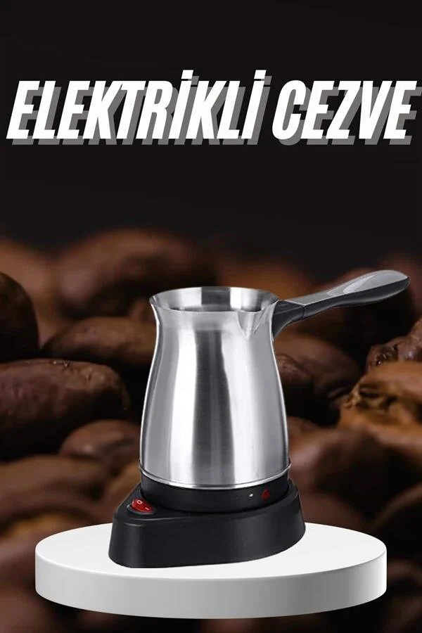 Paslanmaz Çelik Türk Kahvesi Makinesi 6 Fincan Kapasiteli Elektrikli Cezve - 800W Hızlı Isınma