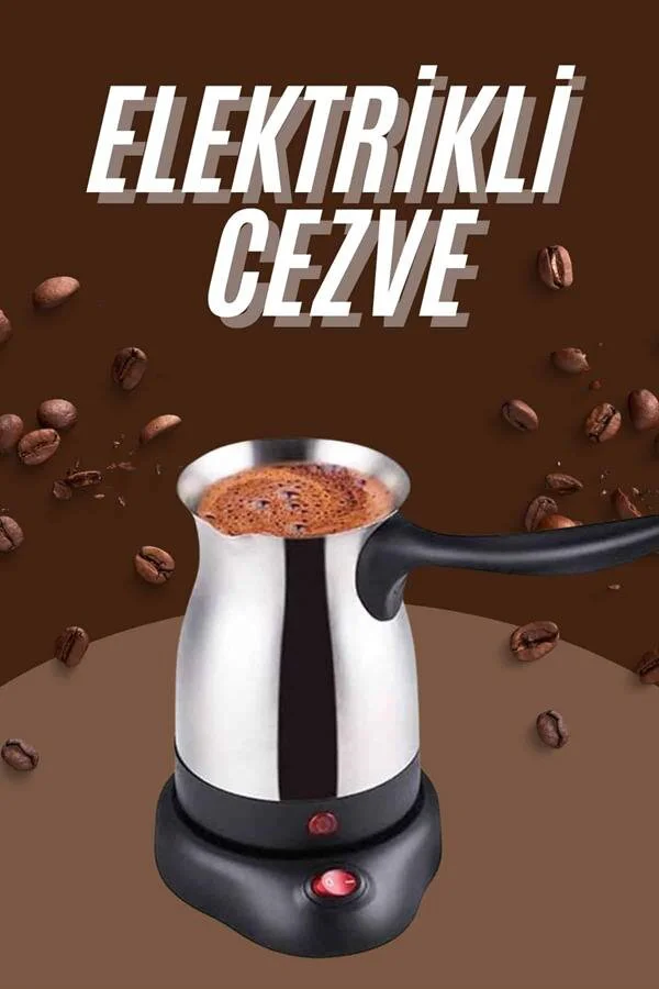 Paslanmaz Çelik Türk Kahvesi Makinesi 800W Cezve - 300ml Kapasite, 6 Fincan