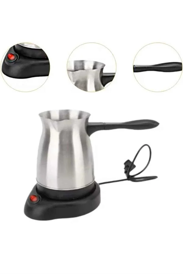 Paslanmaz Çelik Türk Kahvesi Makinesi 800W Cezve - 300ml Kapasite, 6 Fincan