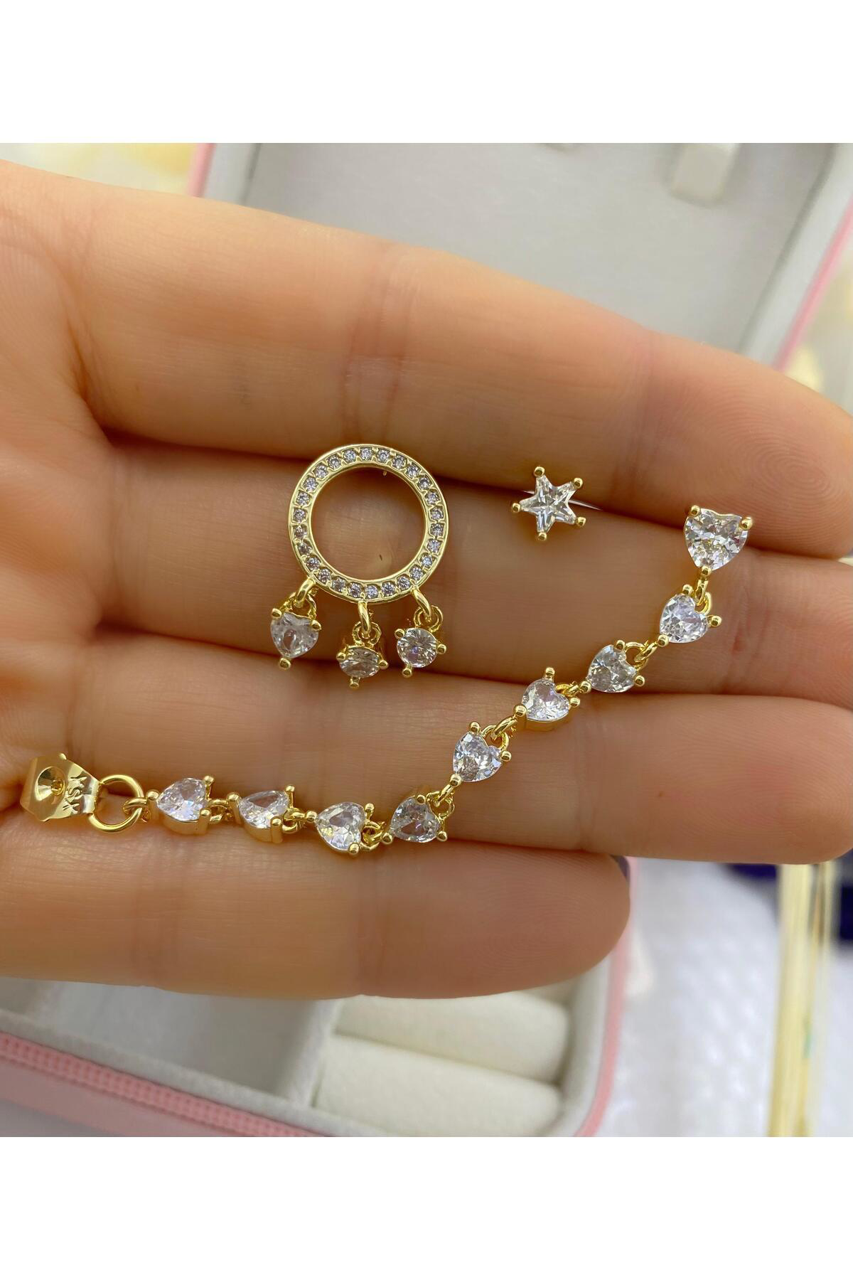 Arescollection Paslanmaz Çelik Ysx 3 Lü Kombin Zirkon Taşli Akalite Set Küpe