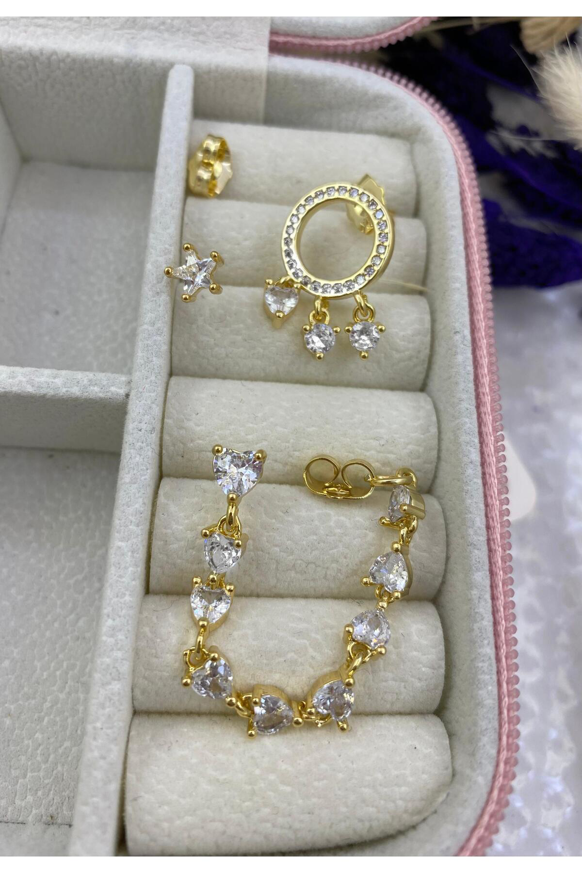 Arescollection Paslanmaz Çelik Ysx 3 Lü Kombin Zirkon Taşli Akalite Set Küpe