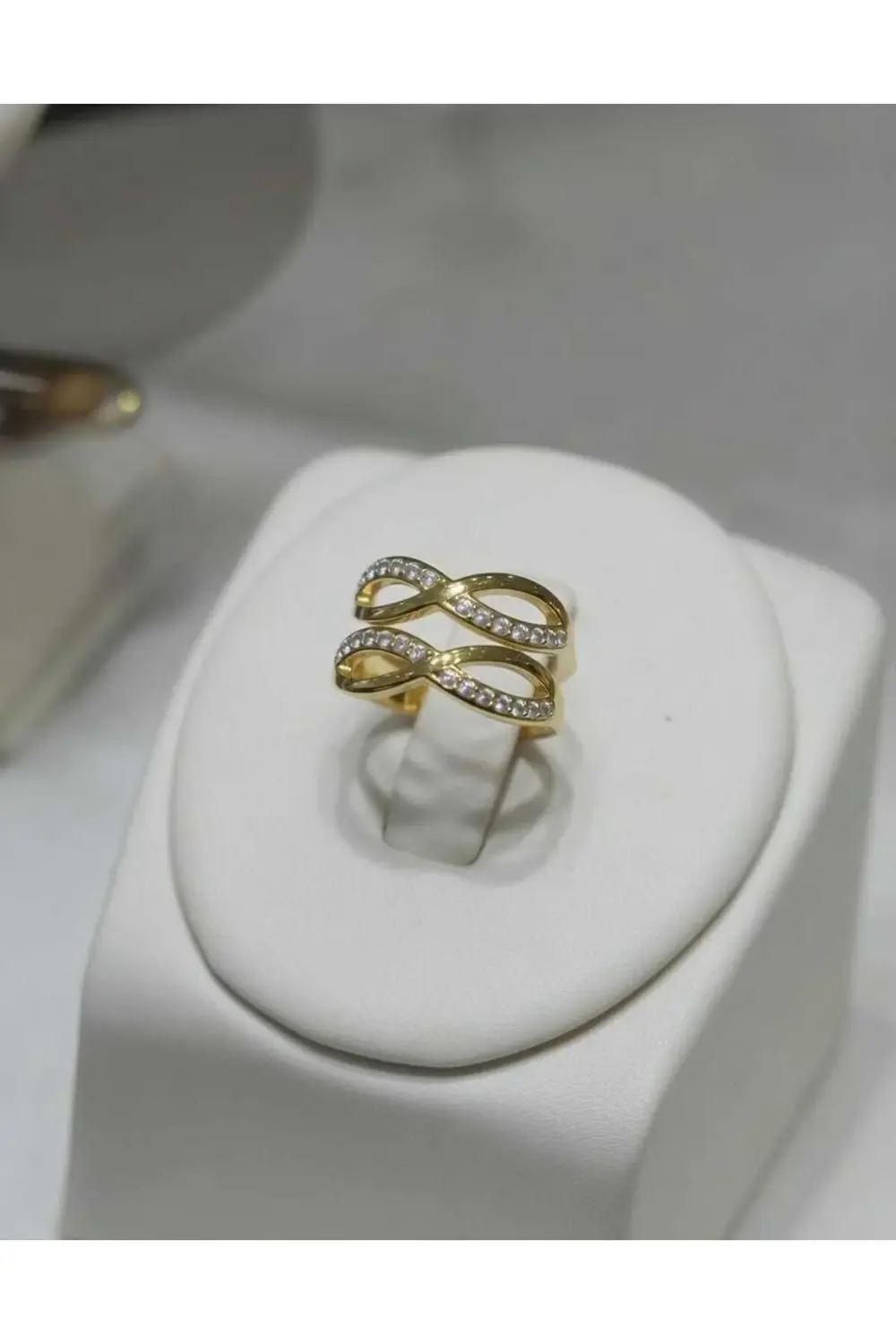 Paslanmaz Çelik Zirkon Taşlı Ayarlana Bilir Yüzük