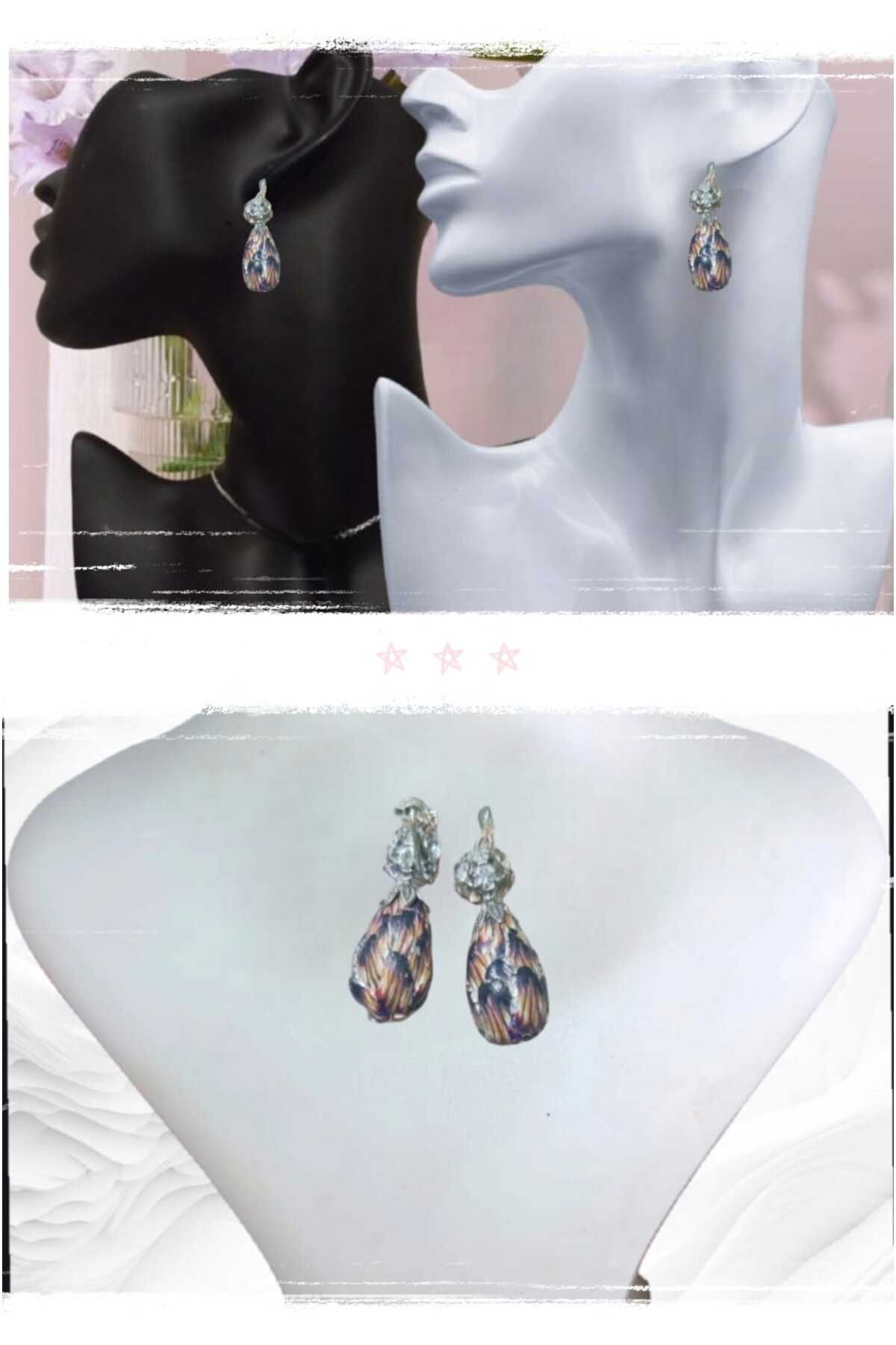 Bijuteri Küpe Paslanmaz Çelik Polimer Kil Tasarım Küpe