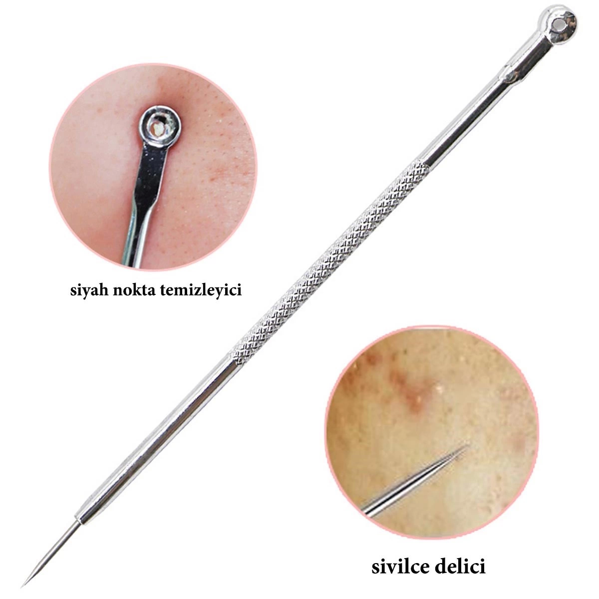 Paslanmaz Çelik Siyah Nokta Sivilce Ve Akne Temizleyici Set 3'lü