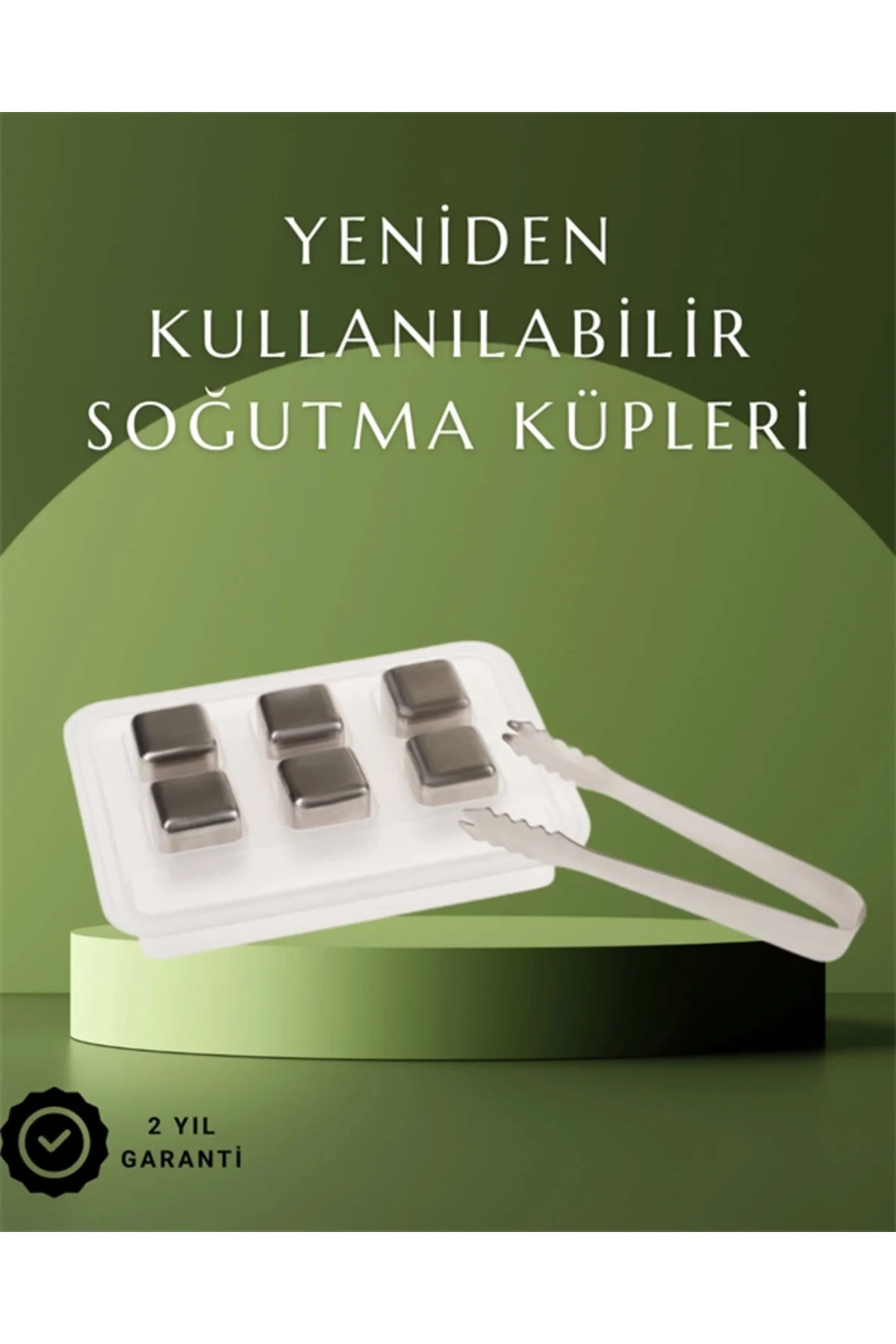 Paslanmaz Çelikten Üretilmiş Metal Buz Küpü Seti ve Buz Klipsi