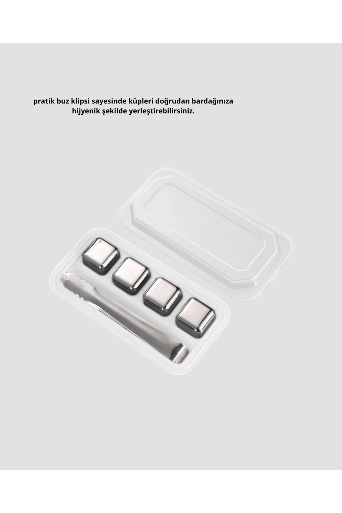 Paslanmaz Metal Buz Küpleri Seti Klipsli Sulandırmadan Soğutma Öz