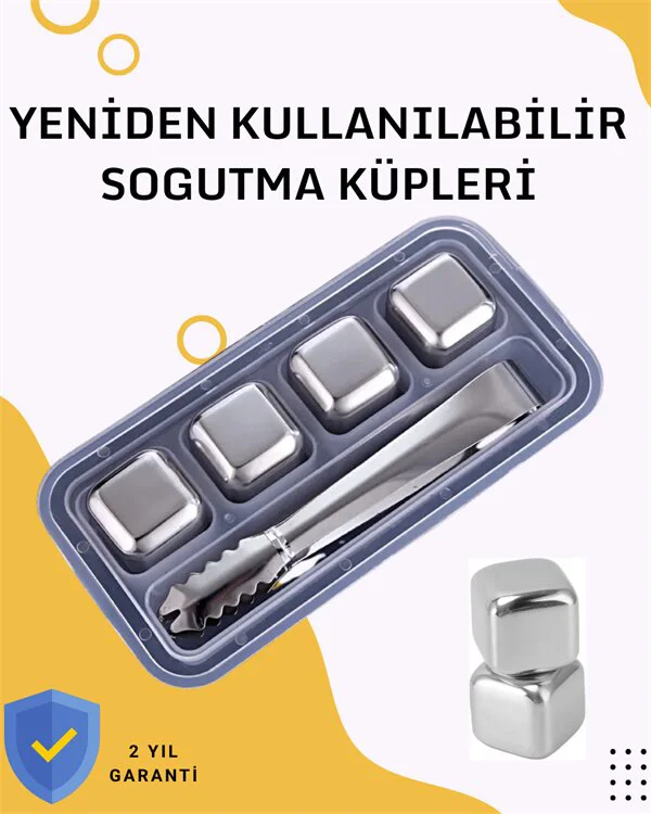 Paslanmaz Metal Buz Küpleri - Hızlı Soğutma ve Sulandırmaz
