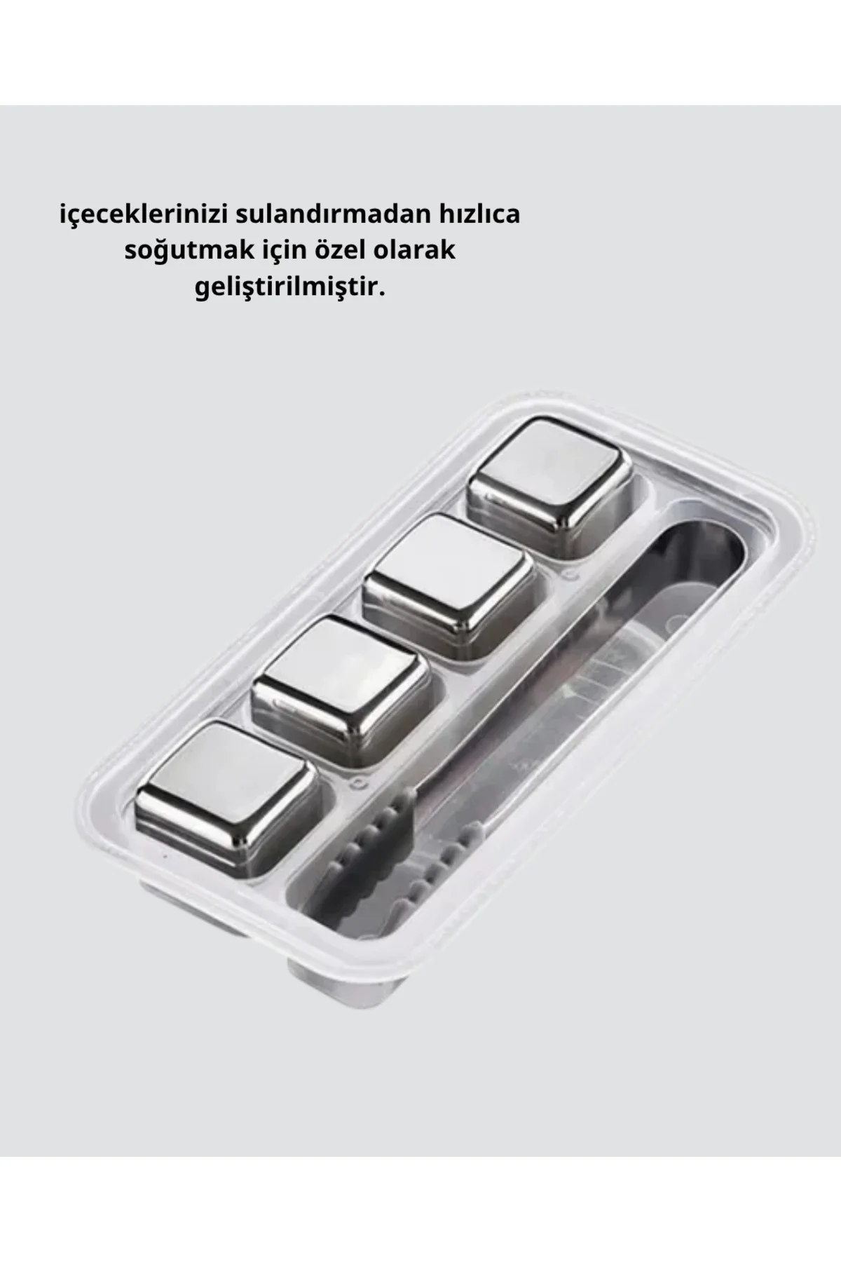 Paslanmaz Metal Buz Küpleri Seti Klipsli Sulandırmadan Soğutma Öz