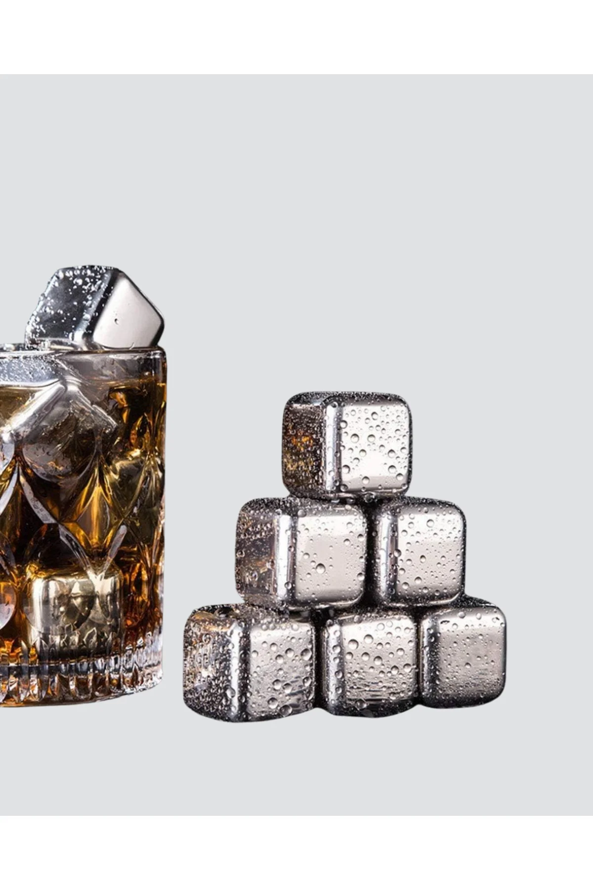 Paslanmaz Metal Buz Küpleri Seti Klipsli Sulandırmadan Soğutma Öz