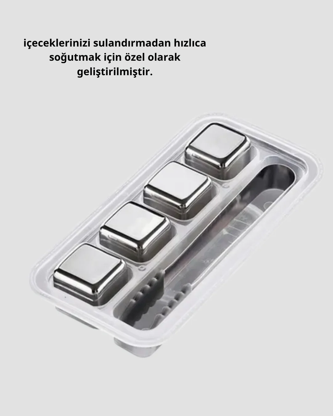 Paslanmaz Metal Buz Küpleri Seti Klipsli Sulandırmadan Soğutma Özellikli