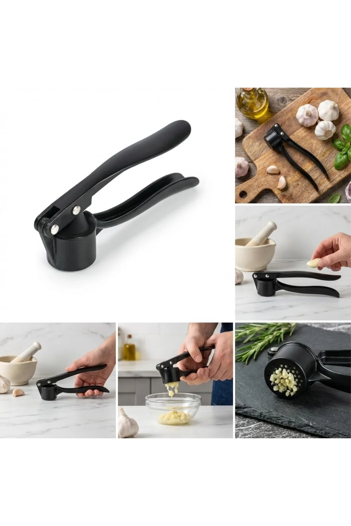 Paslanmaz Metal Döküm Sarımsak Ezici ve Presi – Ergonomik Saplı P