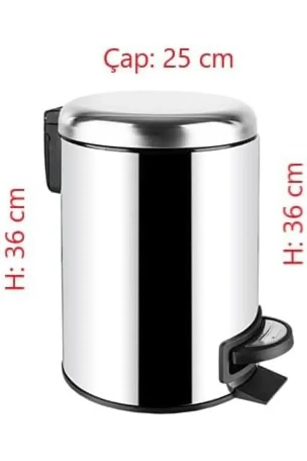 Paslanmaz Pedallı Çöp Kovası Krom 12 LT (000302) 395519