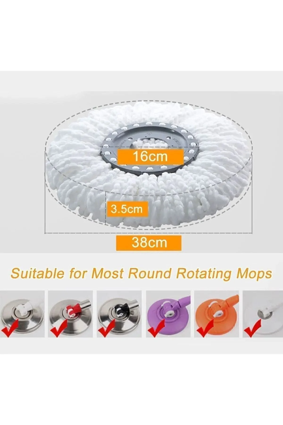 Paspas Başlığı, 360° Dönebilen Yuvarlak Döner Mikrofiber Yedek Ba