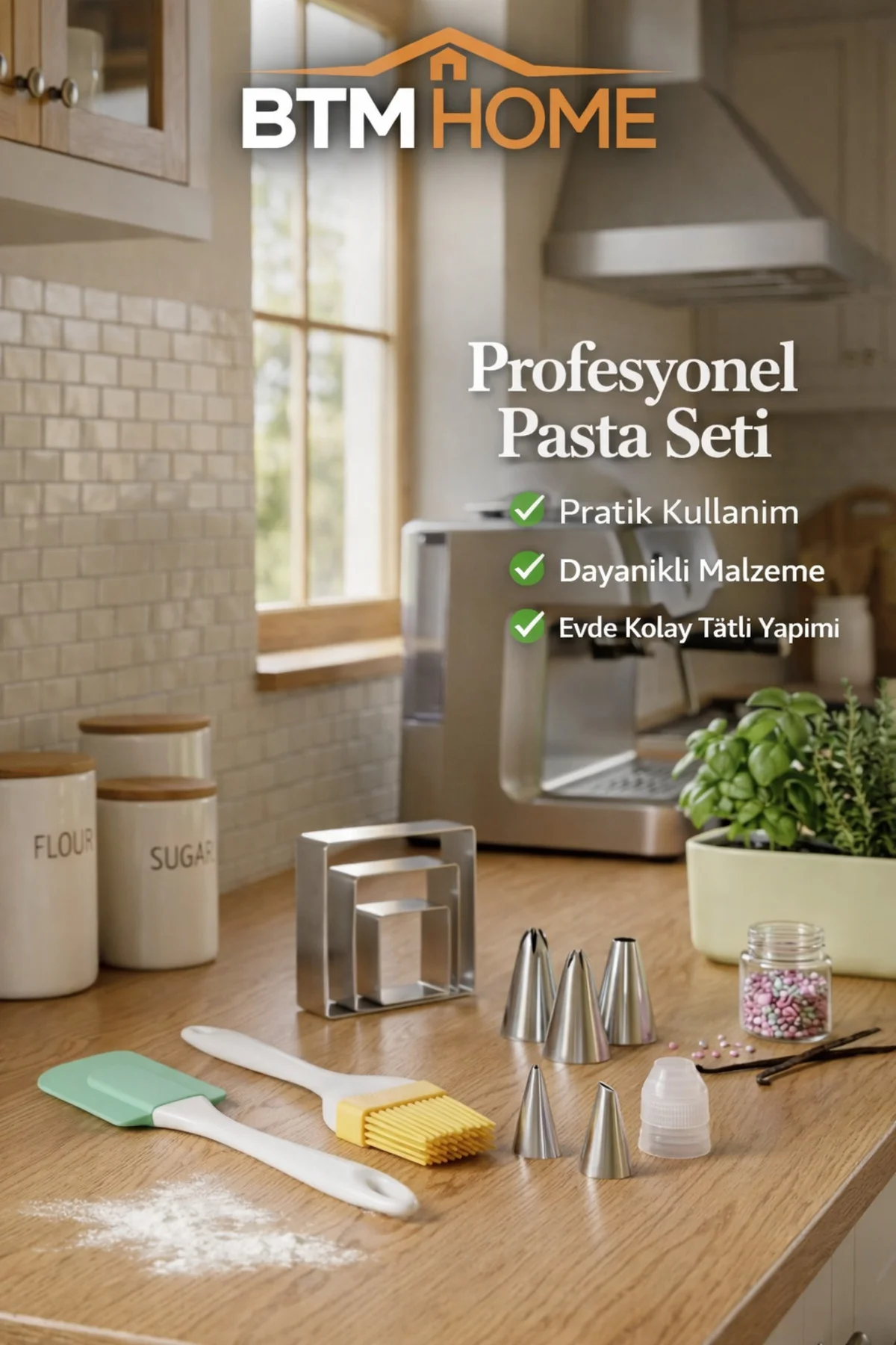 Pasta Seti Kek Kurabiye Kalıbı Krema Sıkma Ucu Spatula Fırın Mutf