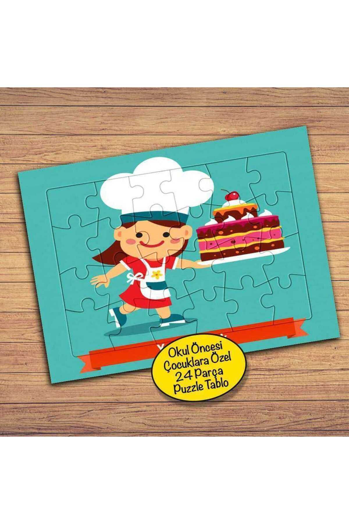 Cnpromosyon Pasta Yapan Minik Şef 24 Parça Çocuklara Özel Yapboz Tablo-208