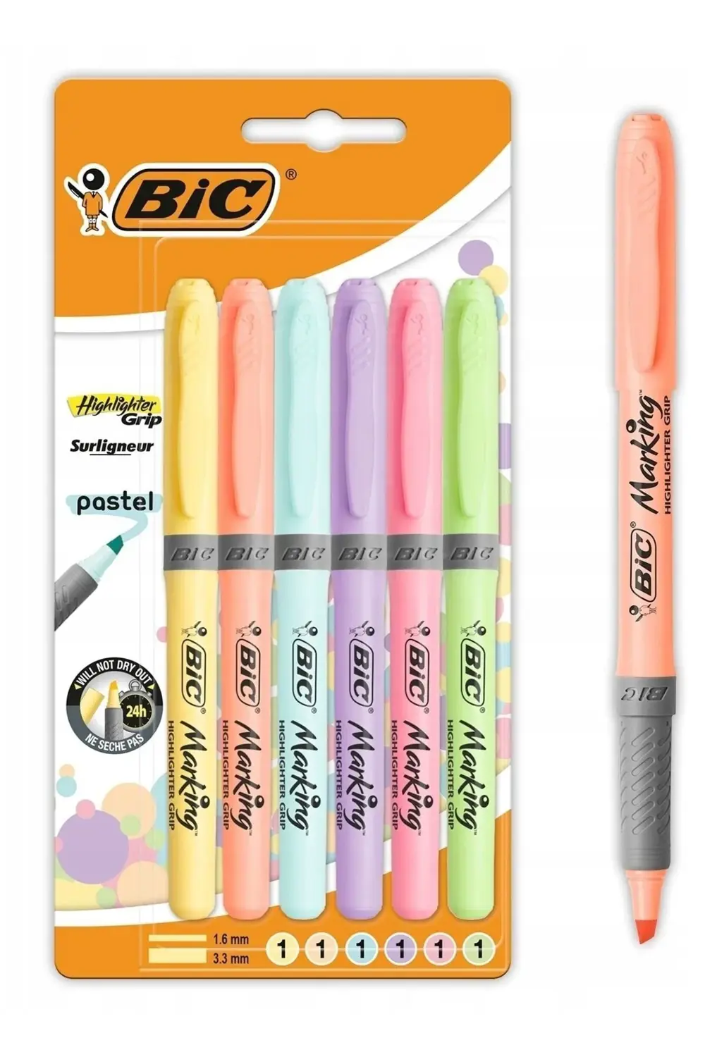 Pastel 6'lı Fosforlu Kalem Marking Highlighter Grip Pastel Bliste