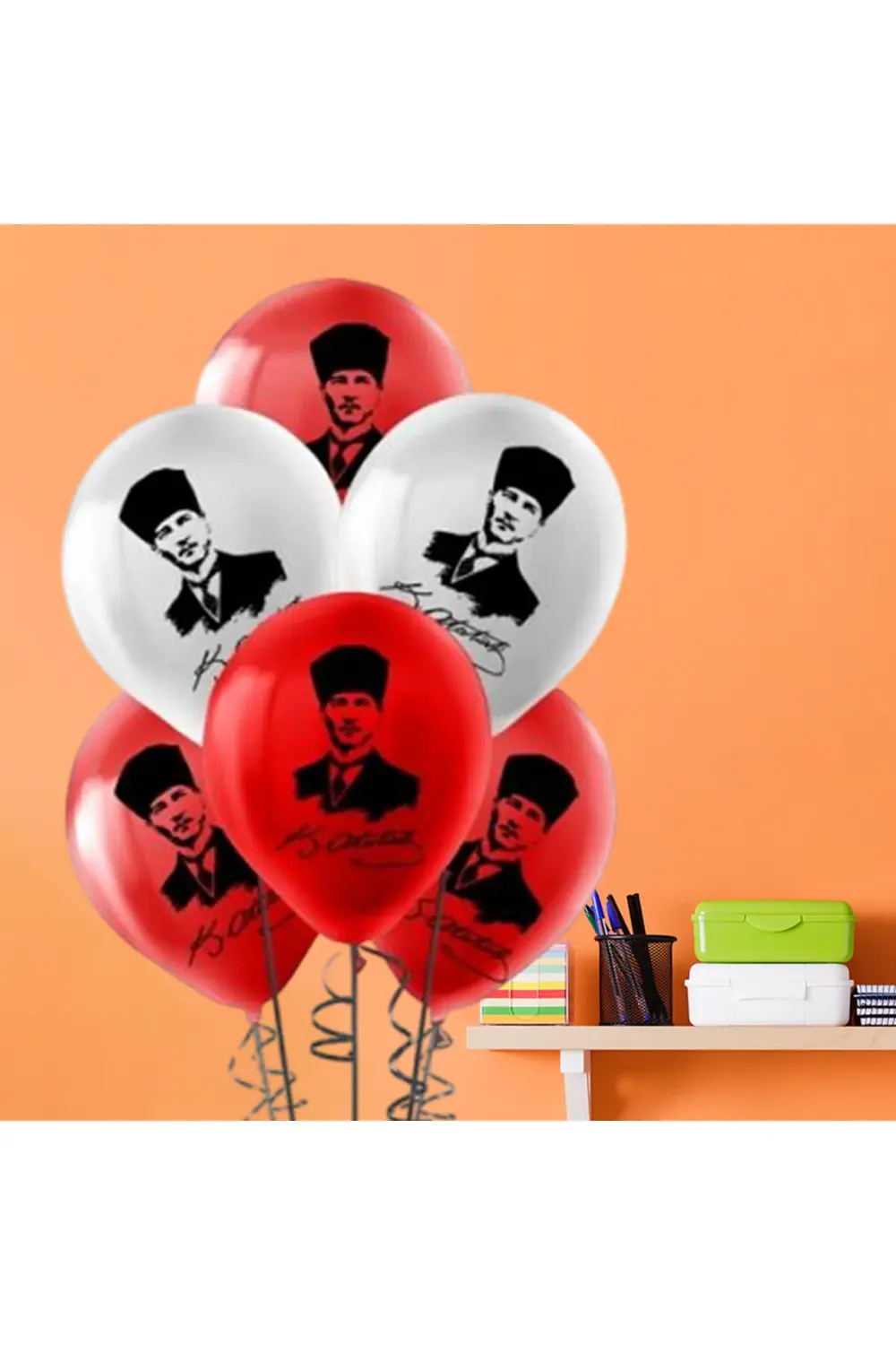 Pastel Balon Baskılı 50 ADET Atatürk BASKILI BALON