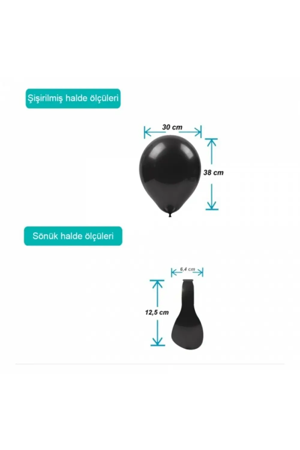 Pastel Balon Baskısız (100 'LÜ) Siyah