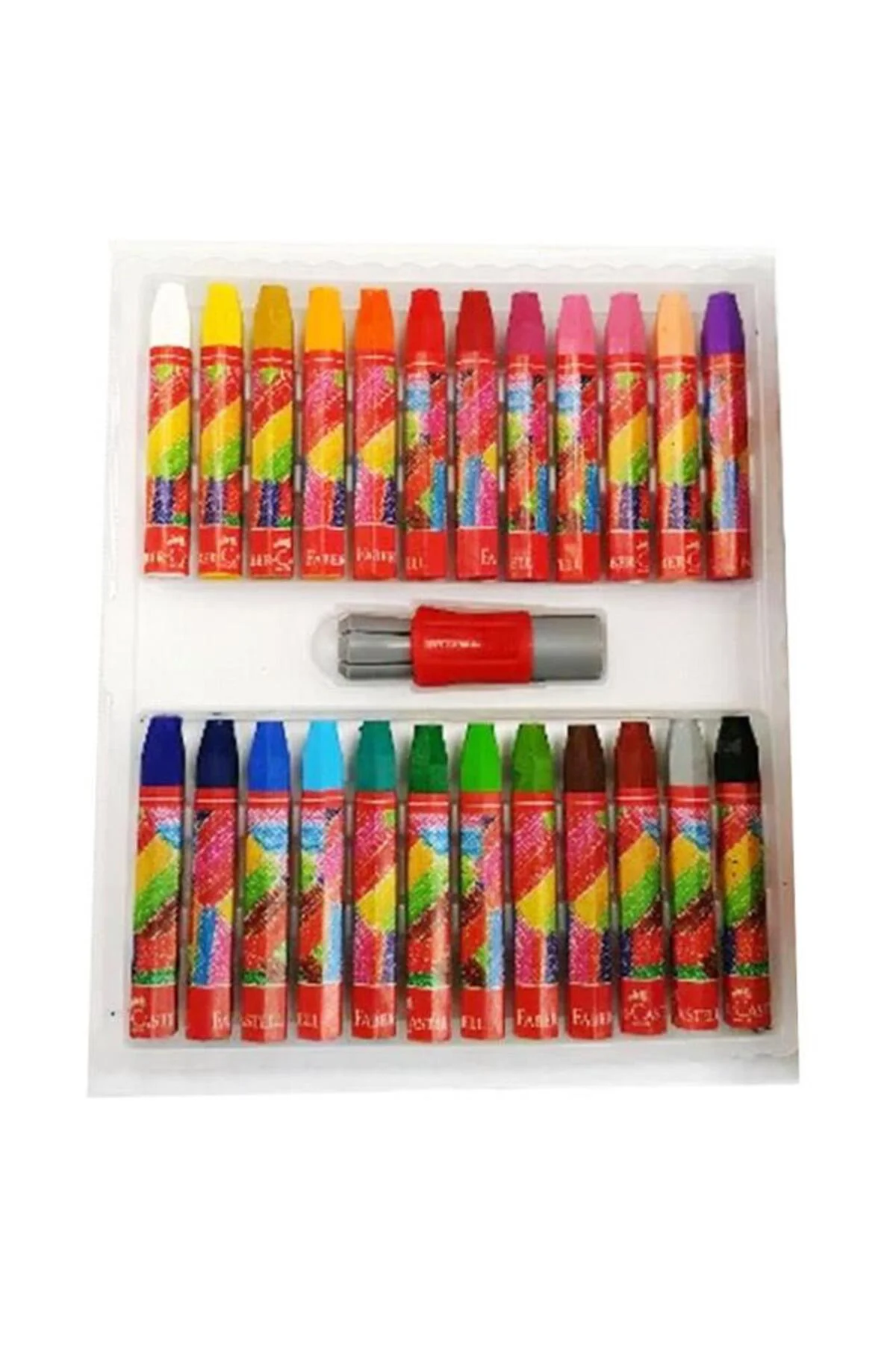 Pastel Boya 24 Renk Karton Çantalı 1 Adet Tutuculu Altıgen 24lü P