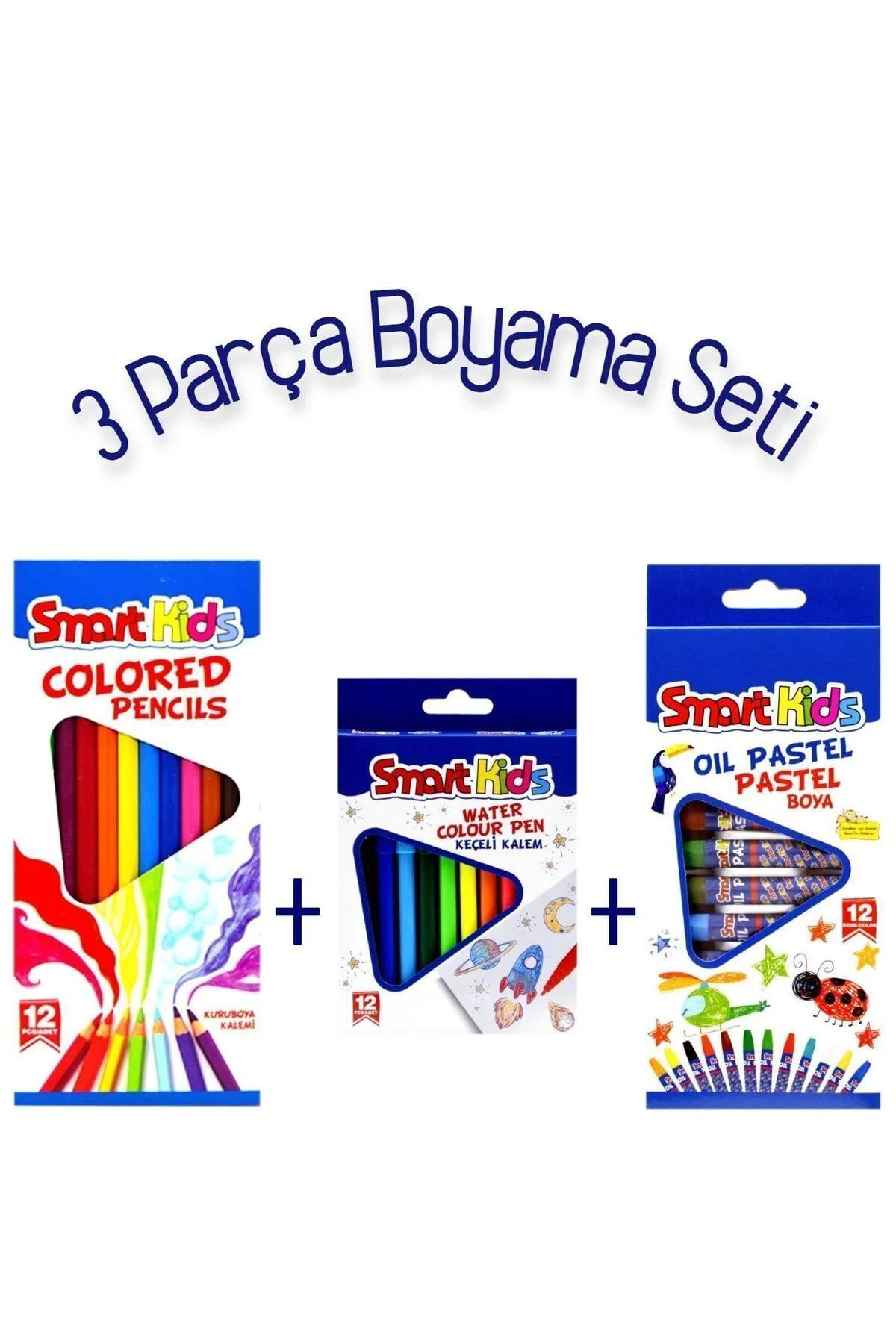 Pastel Boya Kalemi 12'li + Kuru Boya Kalemi 12'li + Keçeli Boya K