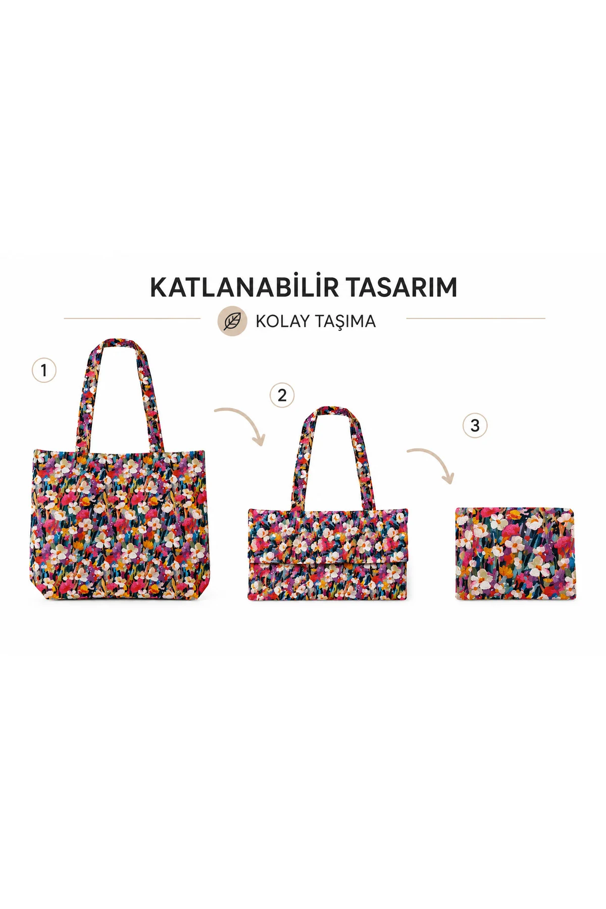 Pastel Çiçek Desenli Keten Omuz Çantası Kadın Omuz Çantası, Geniş Hacimli, Günlük Kullanım
