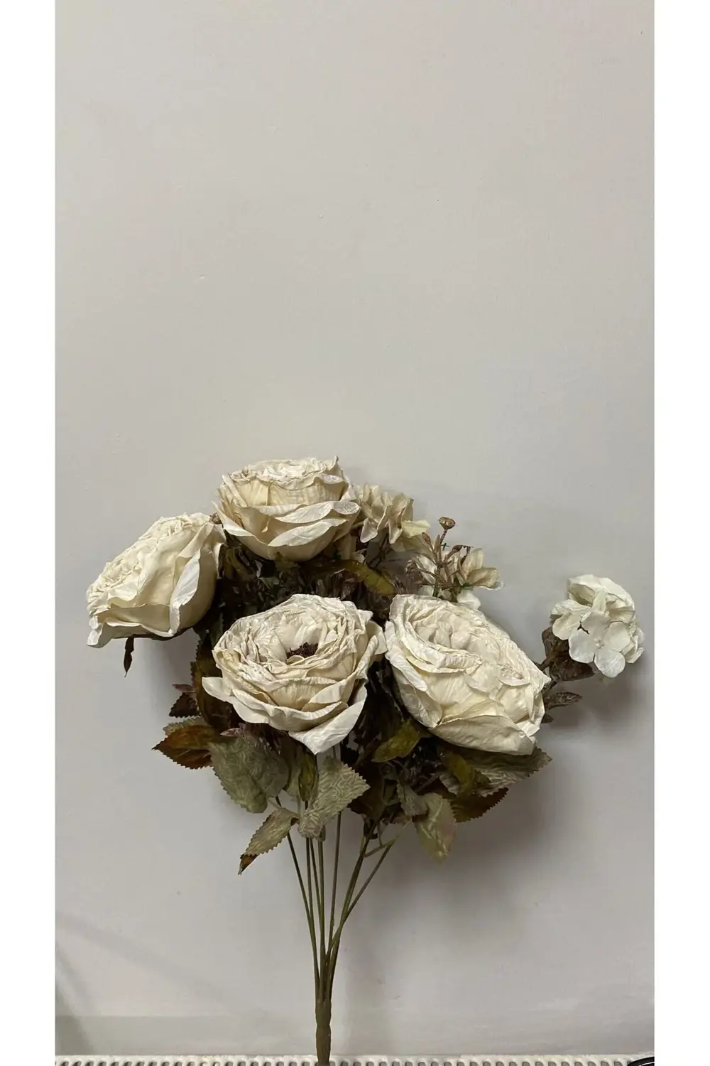 Pastel Gül Ortanca Aranjman Demet Krem 48,5cm