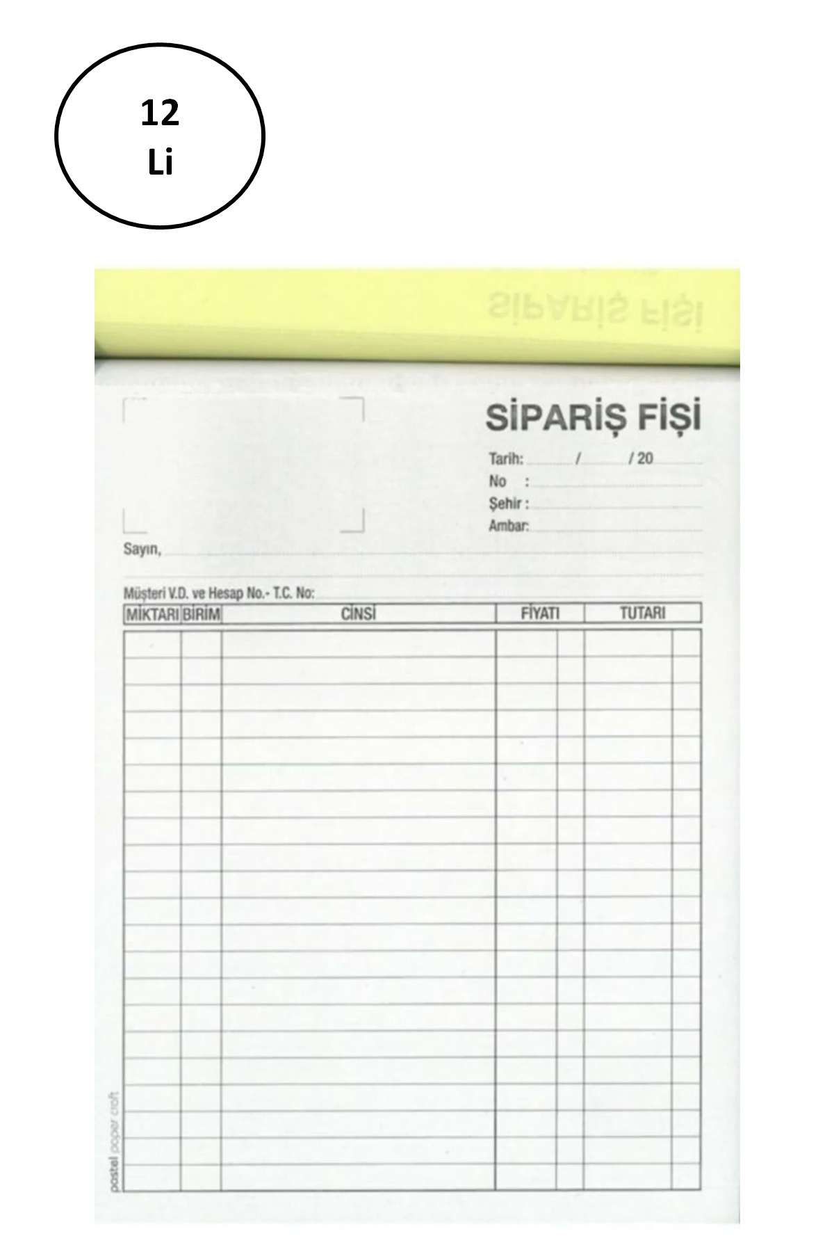 Pastel Otokopili Sipariş Fişi Büyük Boy 2/50 12 Adet Pastel Otokopili Sipariş Fişi Büyük Boy 2/50 12 Adet