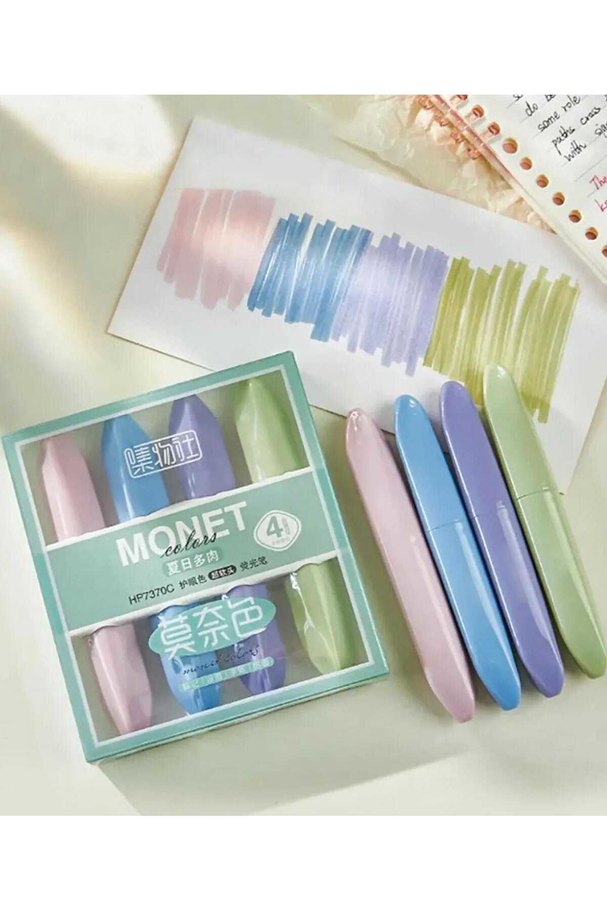 Monet Pastel Renk Büyük Boy 4 Lü Fosforlu Kalem