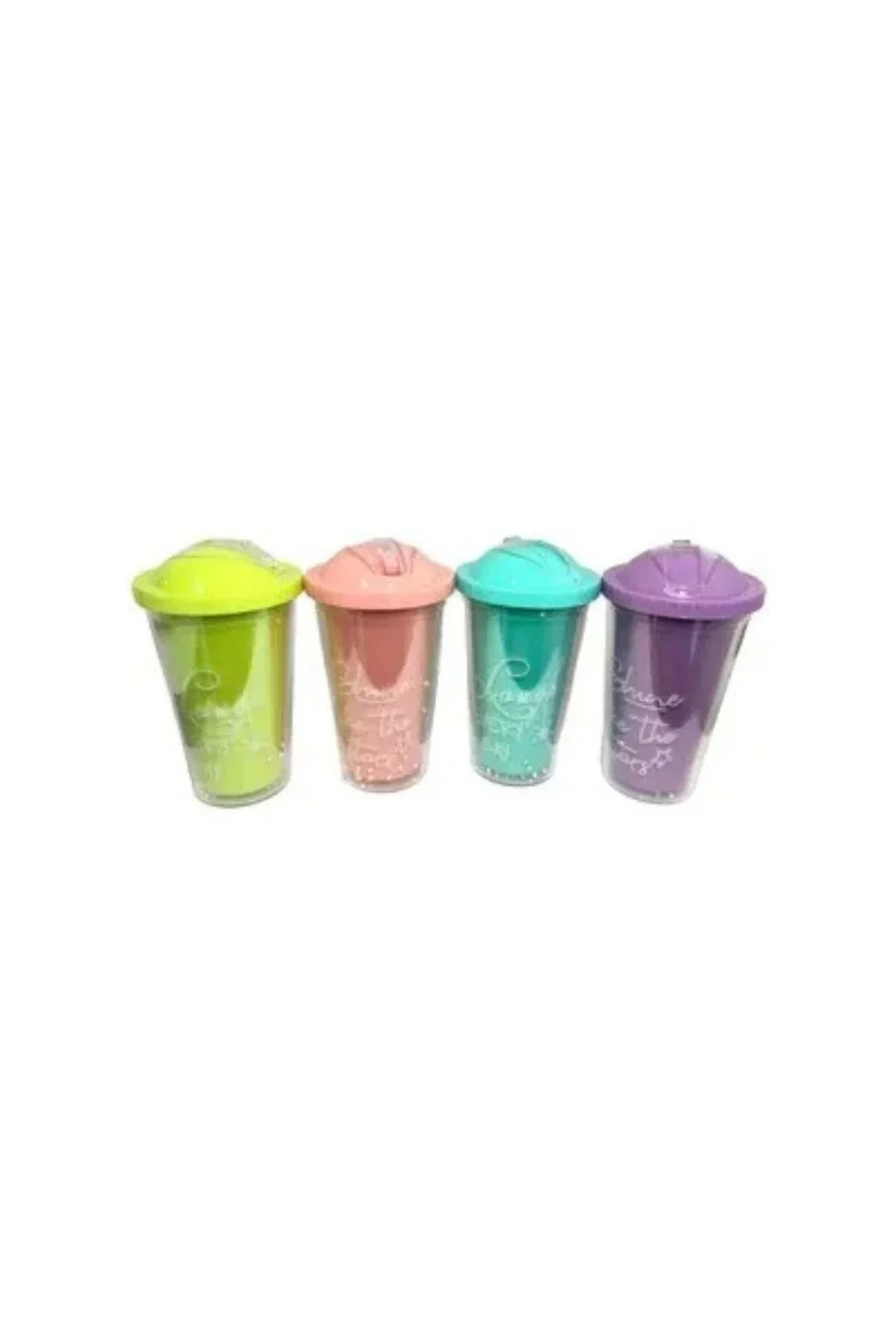 Pastel Renk Pipetli Bardak Matara 450 ml
