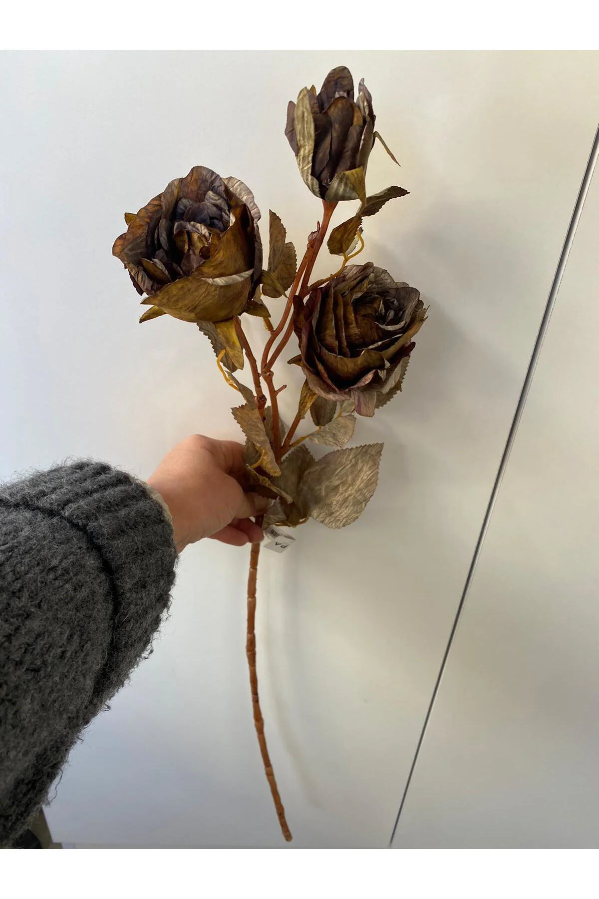 Pastel Tek Dal Gül 3 Kafa 77cm