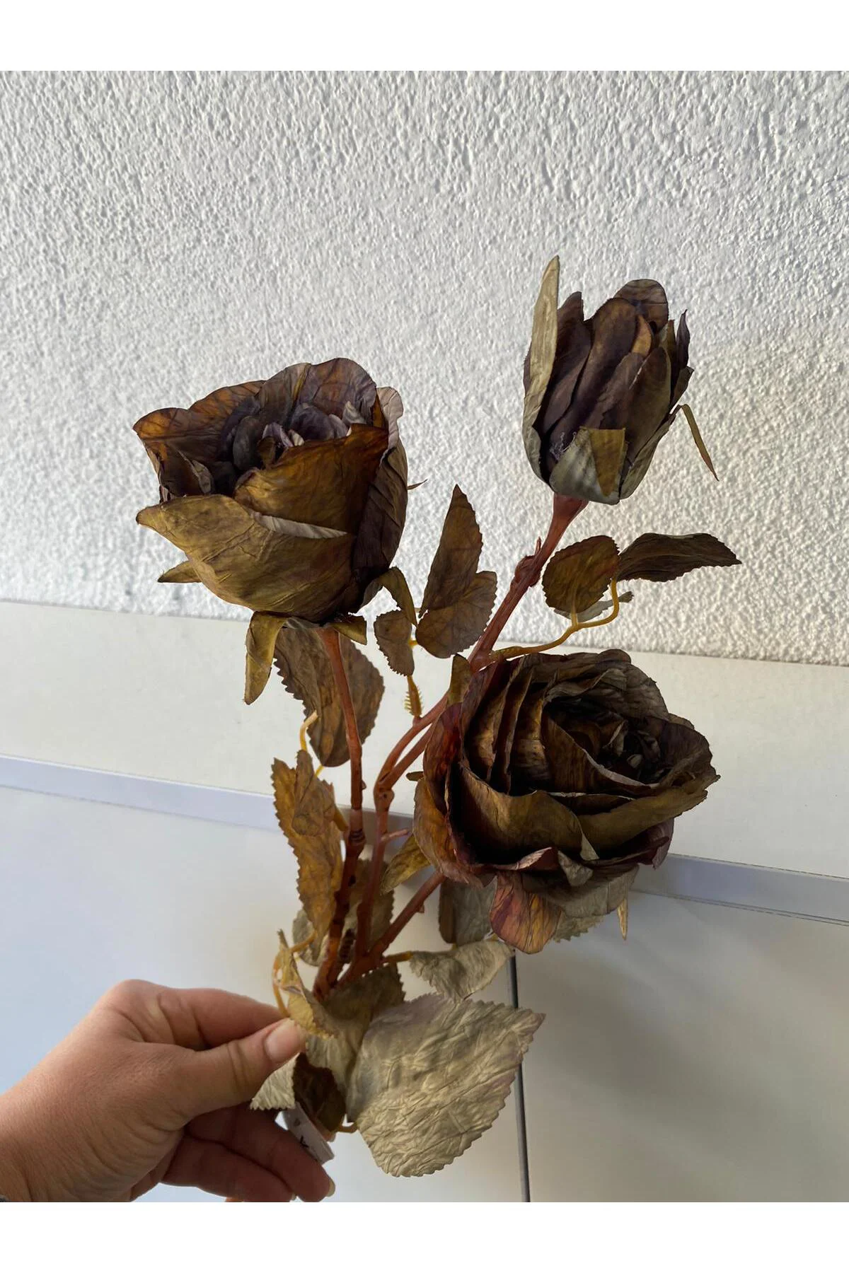 Pastel Tek Dal Gül 3 Kafa 77cm