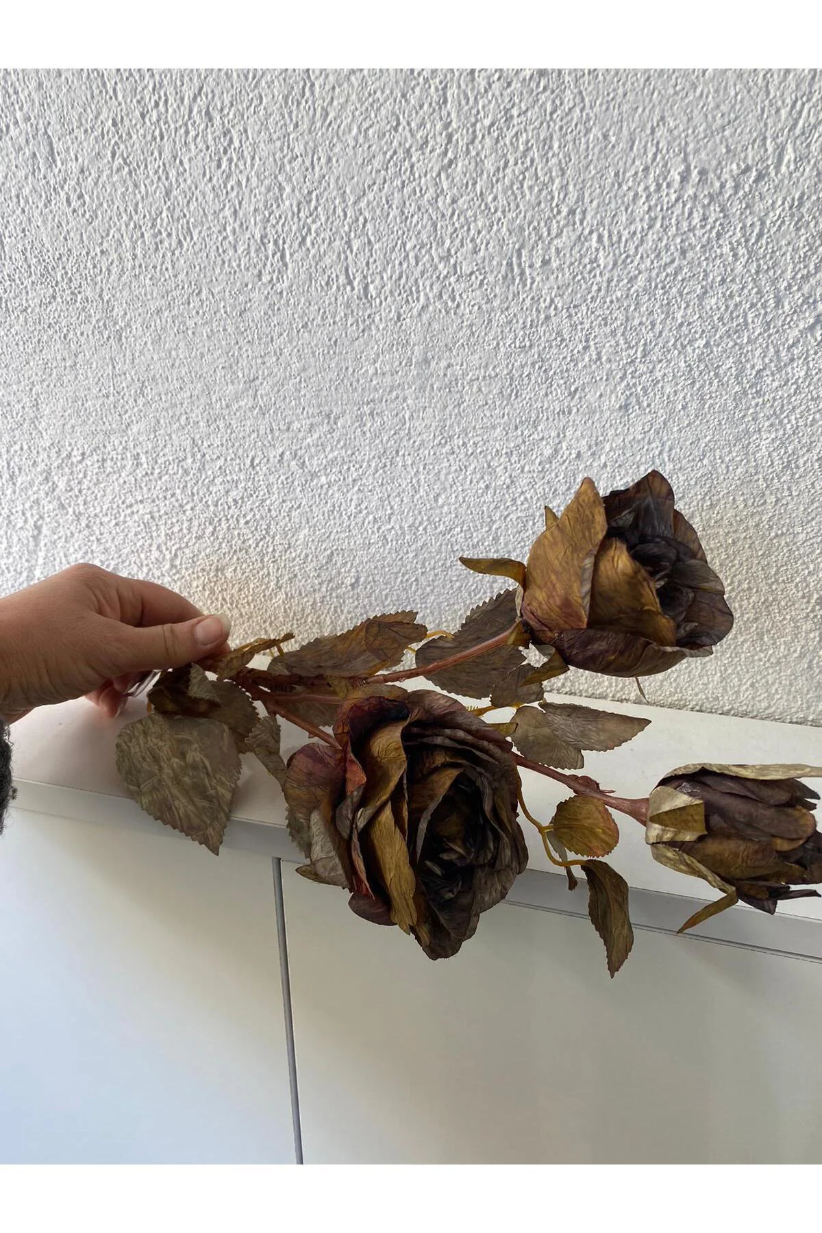 Pastel Tek Dal Gül 3 Kafa 77cm - Görsel 2