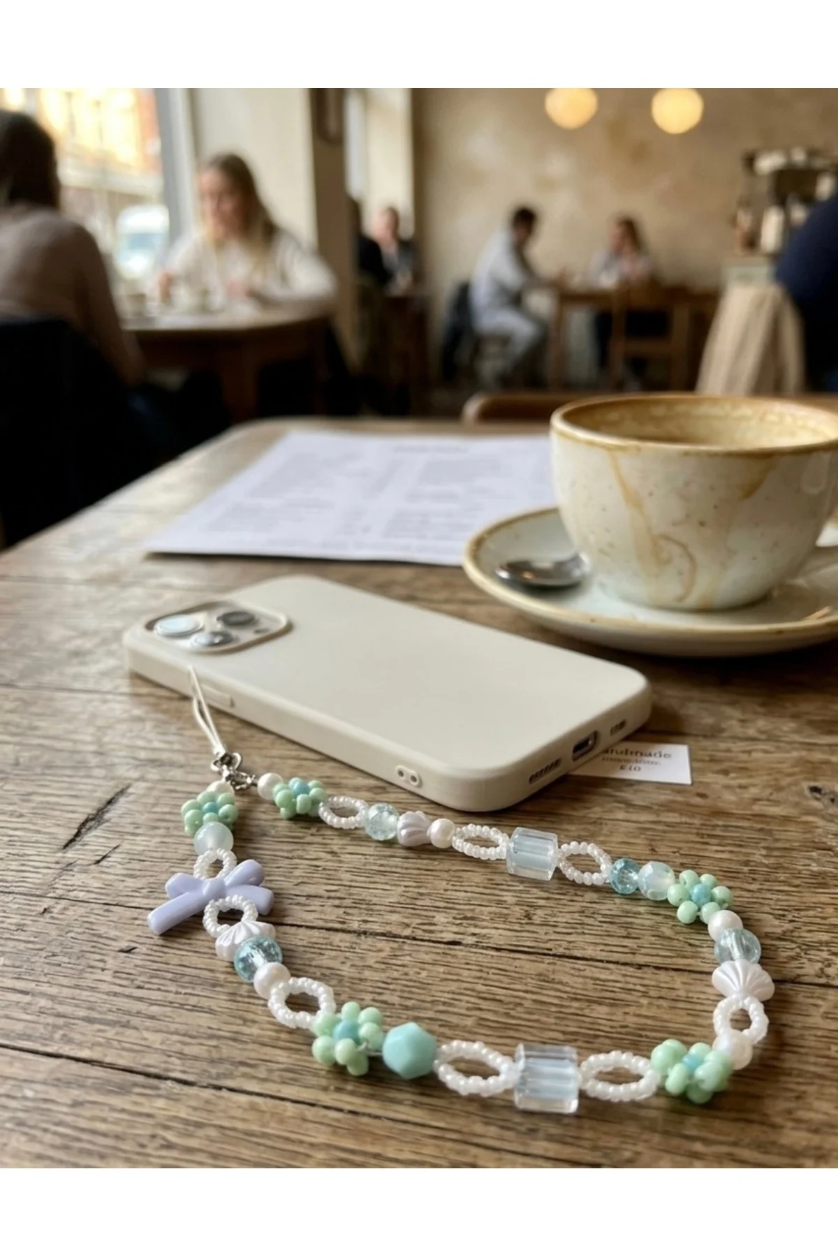 Pastel Tonlar Boncuklu Telefon Askısı & Charm