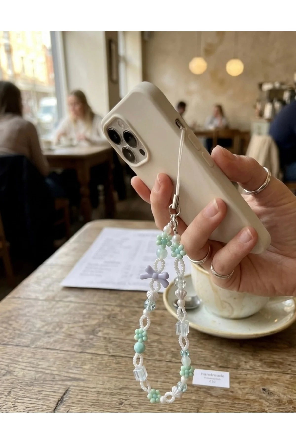 Pastel Tonlar Boncuklu Telefon Askısı & Charm
