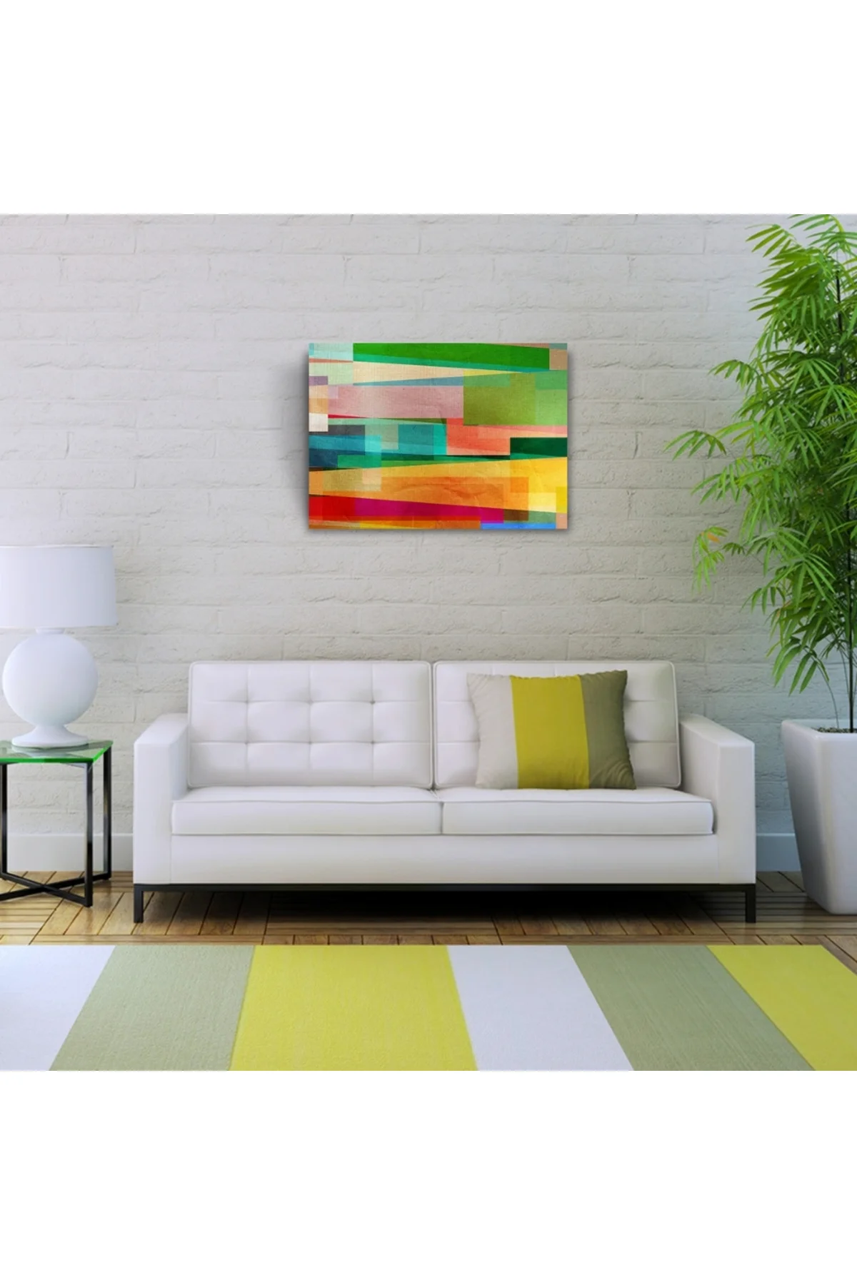 Pastel Tonlarda Şeritler Kanvas Tablo 50 x 70