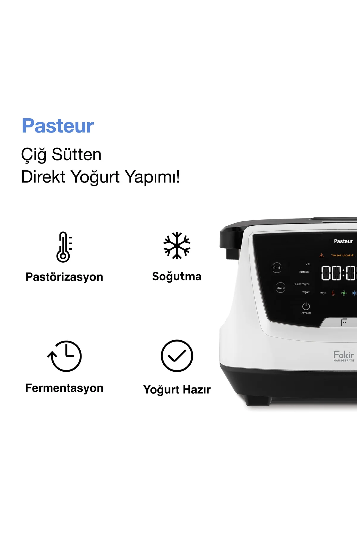 Pasteur Çiğ Sütten Pastörize Yoğurt Yapma Makinesi 6 Fonksiyon 3 