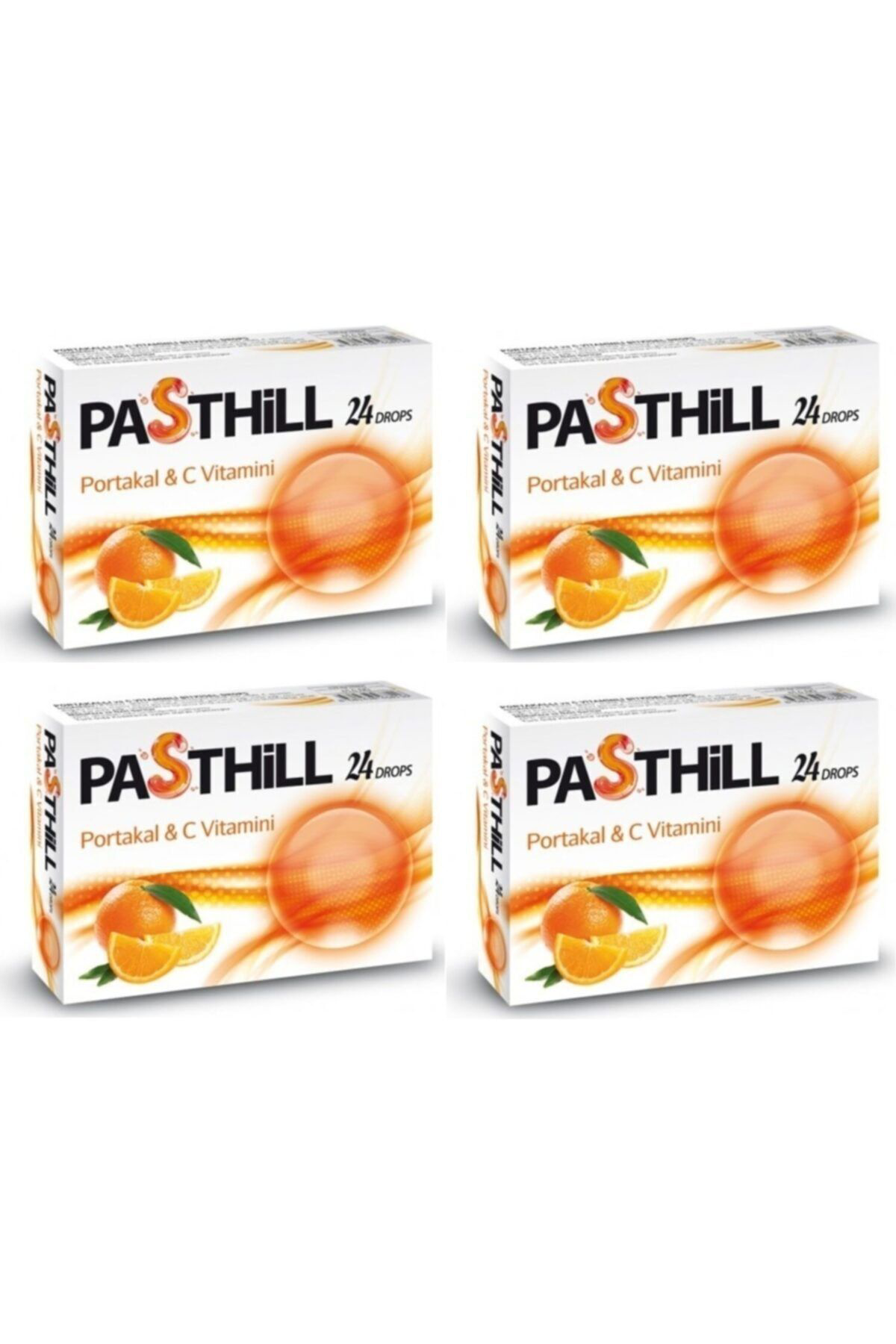 Pasthill Portakal 4'lü Paket X 24 Adet Boğaz Pastili